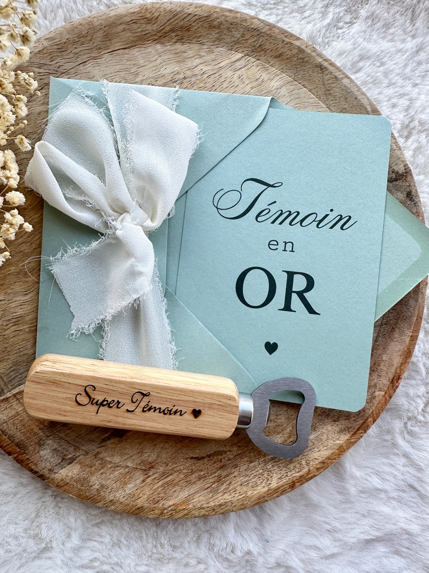 Demande témoin de mariage avec décapsuleur vert
