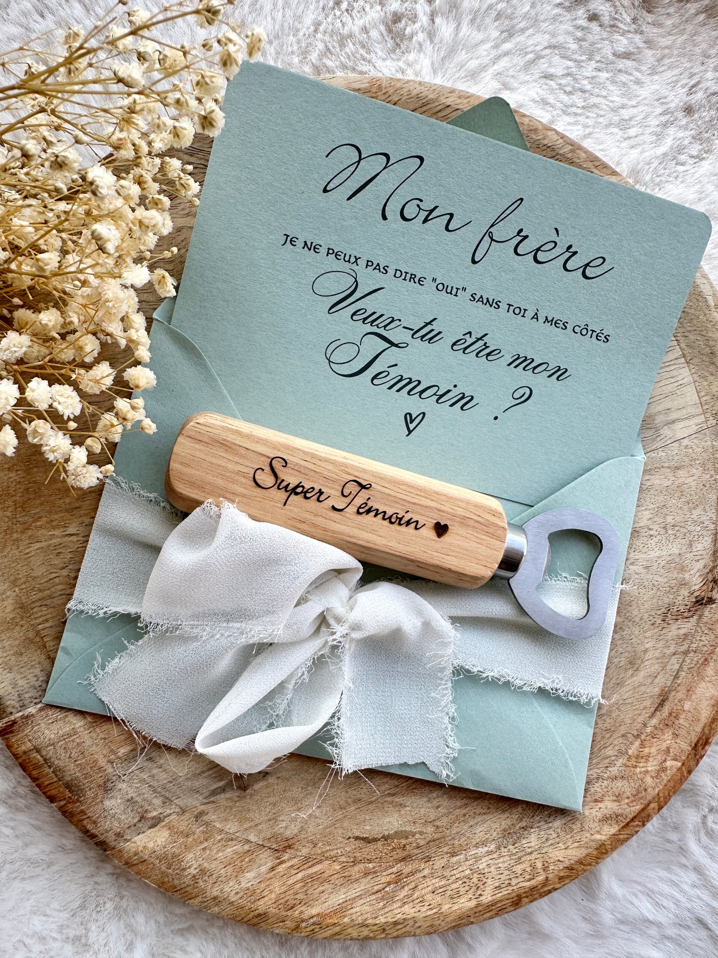 Demande témoin de mariage avec décapsuleur vert