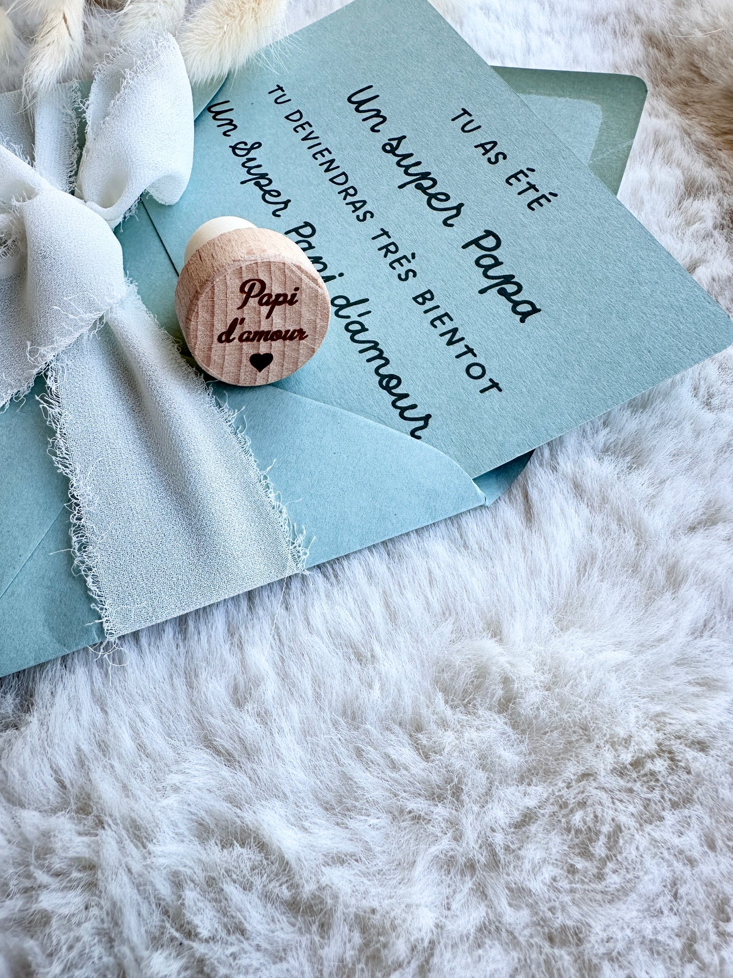 Annonce de grossesse décapsuleur/bouchon bouteille et carte pour papi d'amour vert
