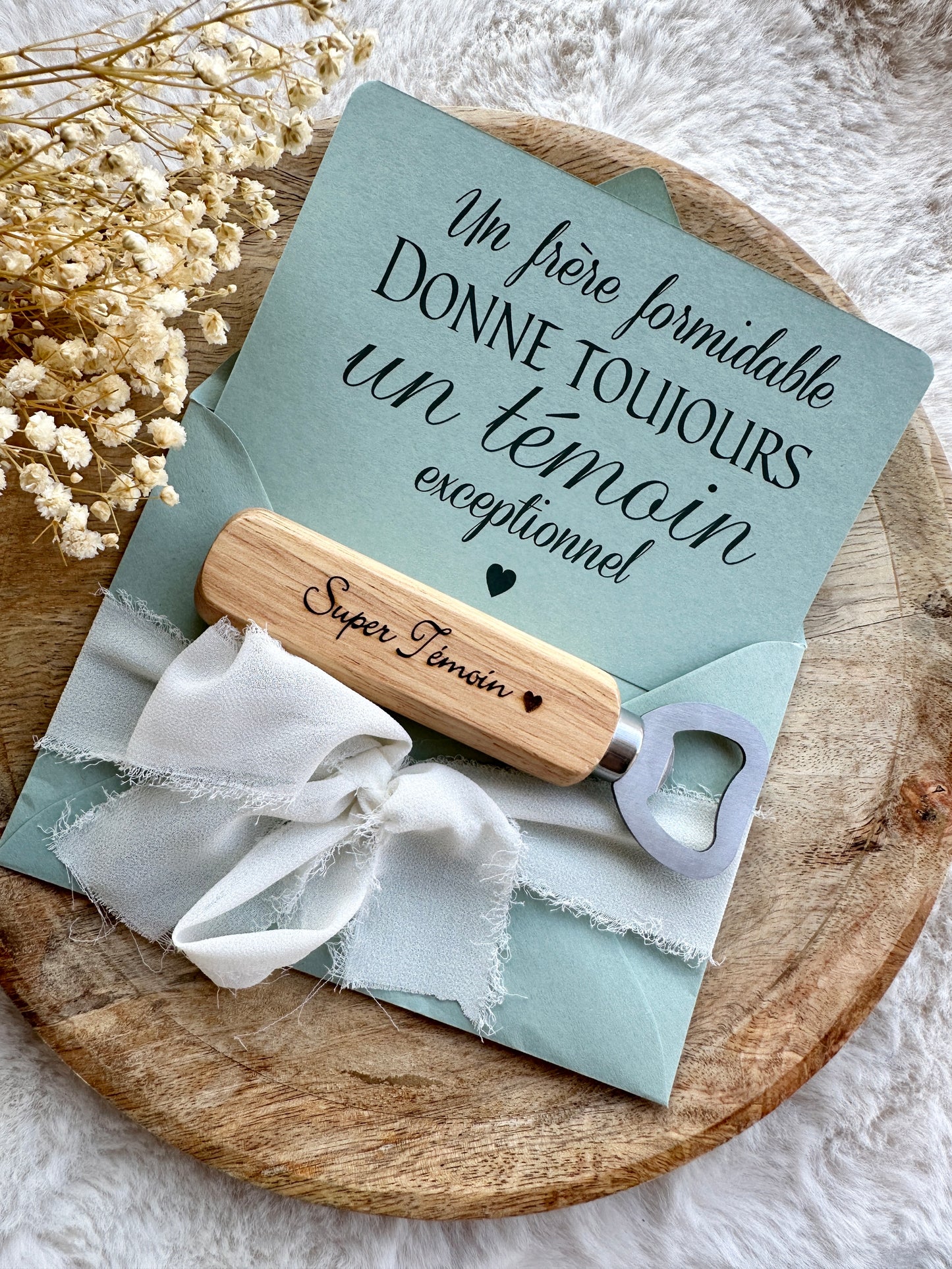 Demande témoin de mariage avec décapsuleur vert