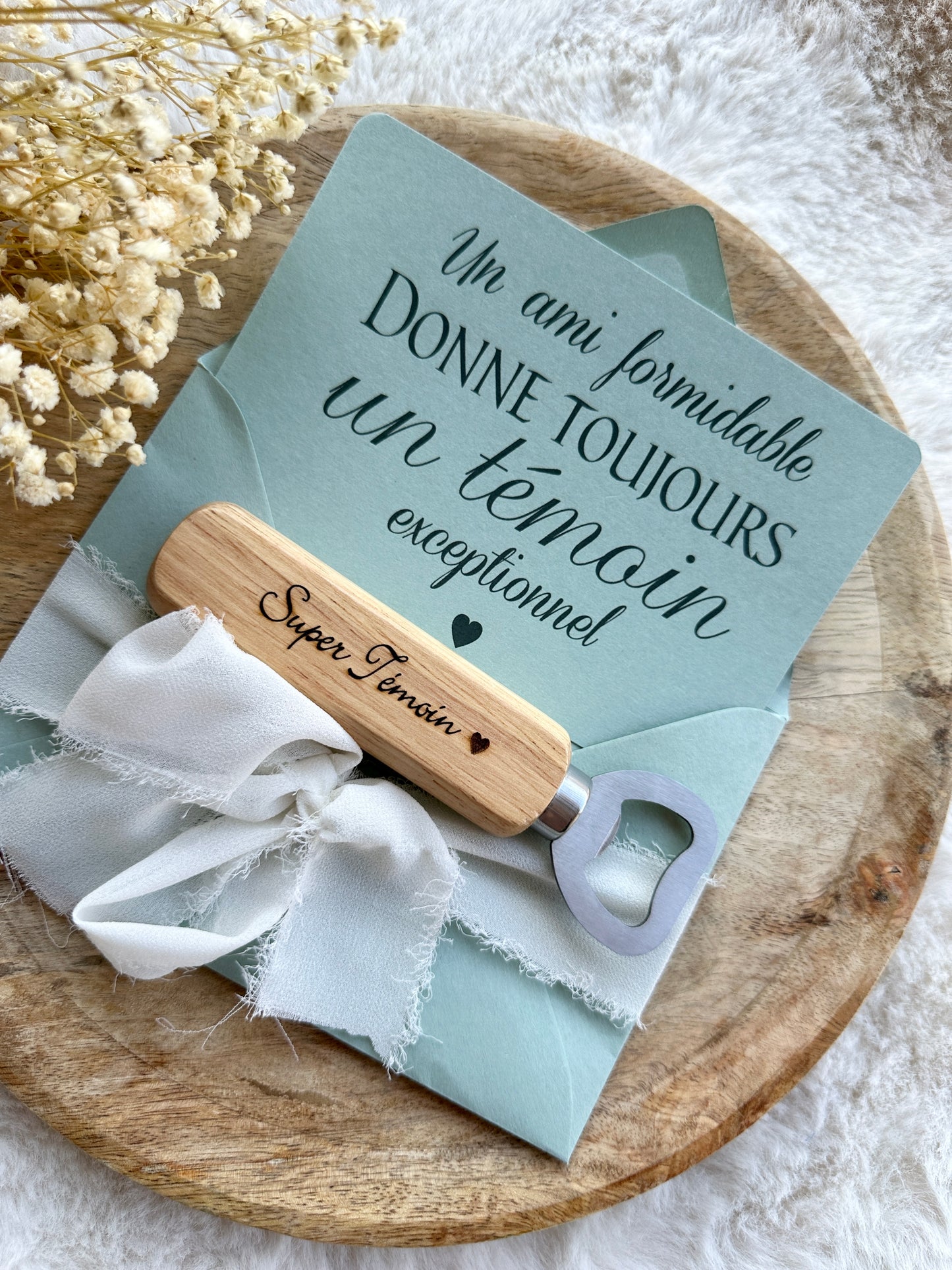 Demande témoin de mariage avec décapsuleur vert