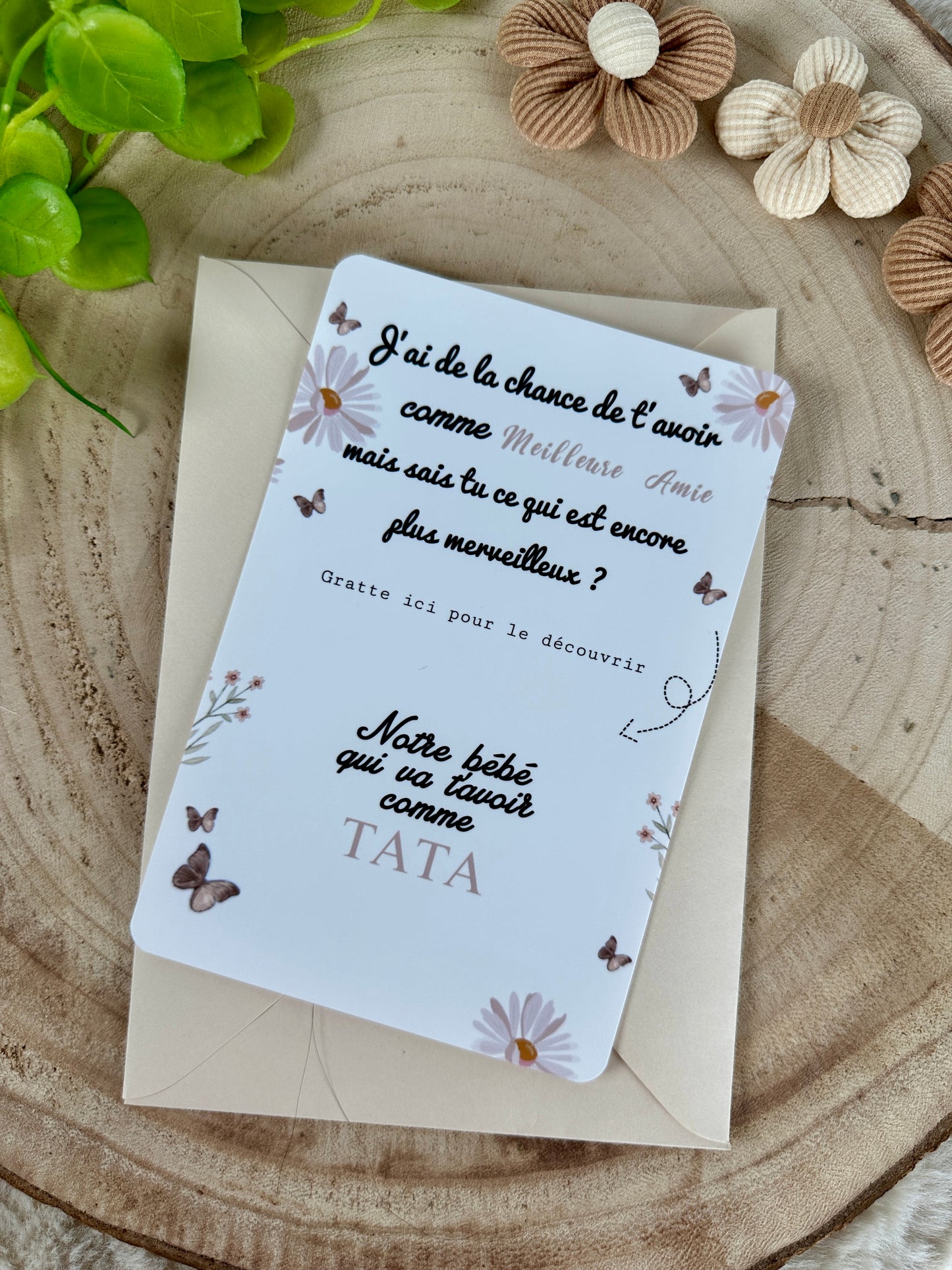 Carte à gratter famille surprise coeur doré marguerite