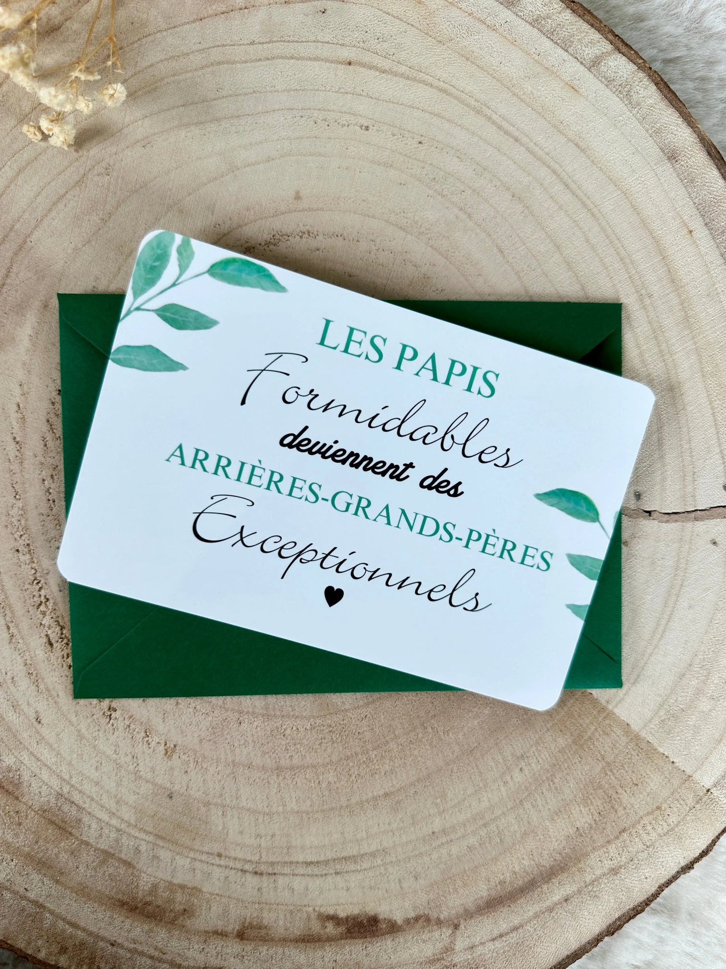 Carte annonce de grossesse arrières-grands-parents fleurs rose et vert Annonce ton Bonheur