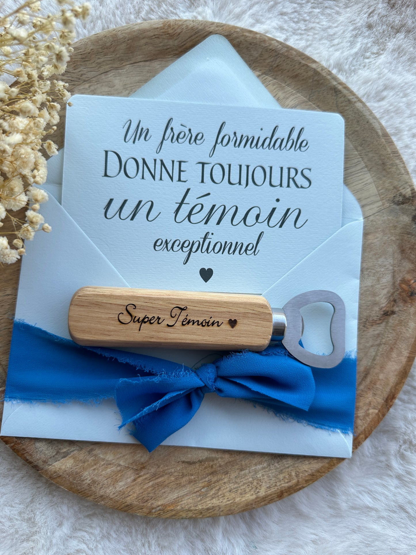 Demande témoin de mariage avec décapsuleur bleu