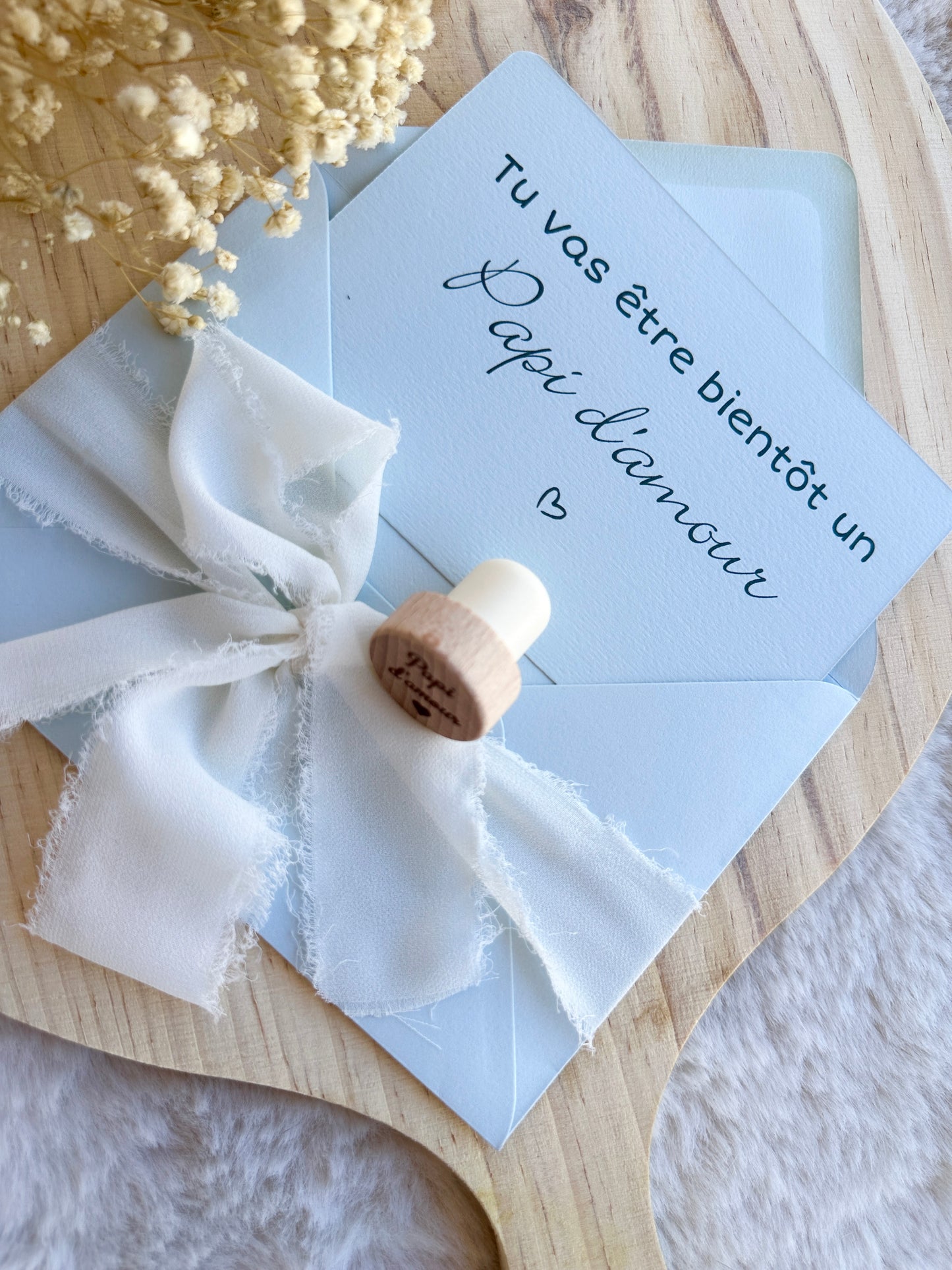 Annonce de grossesse décapsuleur/bouchon bouteille et carte pour papi d'amour bleu