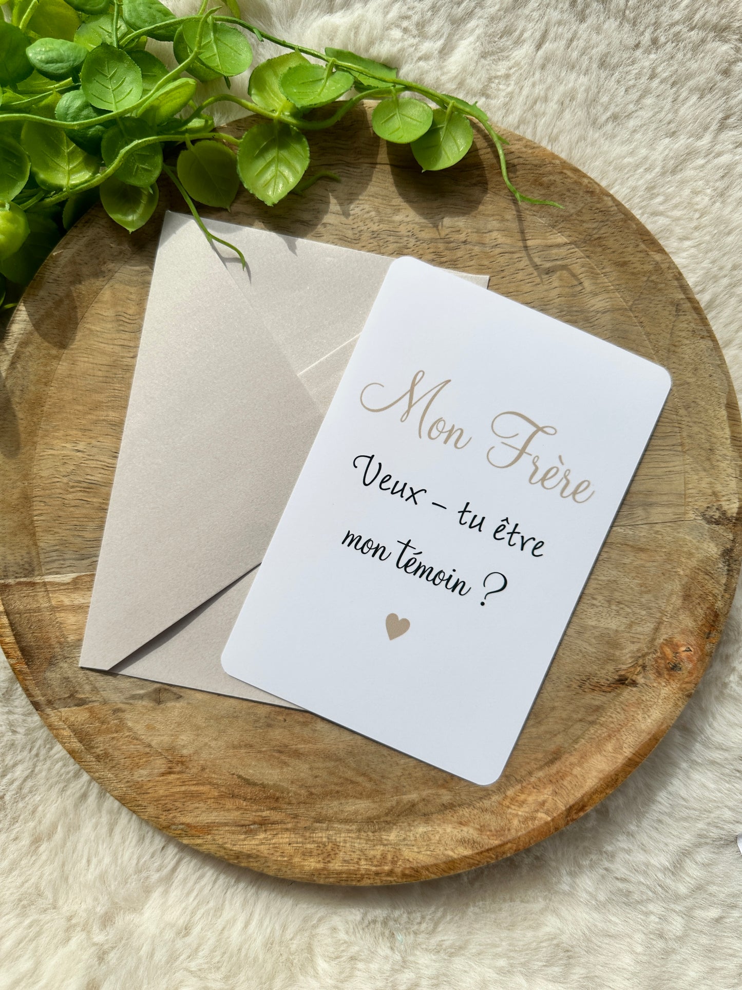 Carte demande de témoin de mariage beige ma soeur