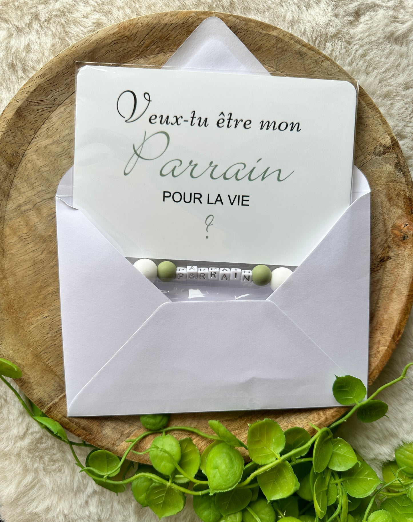 Annonce grossesse carte porte-clés parrain vert