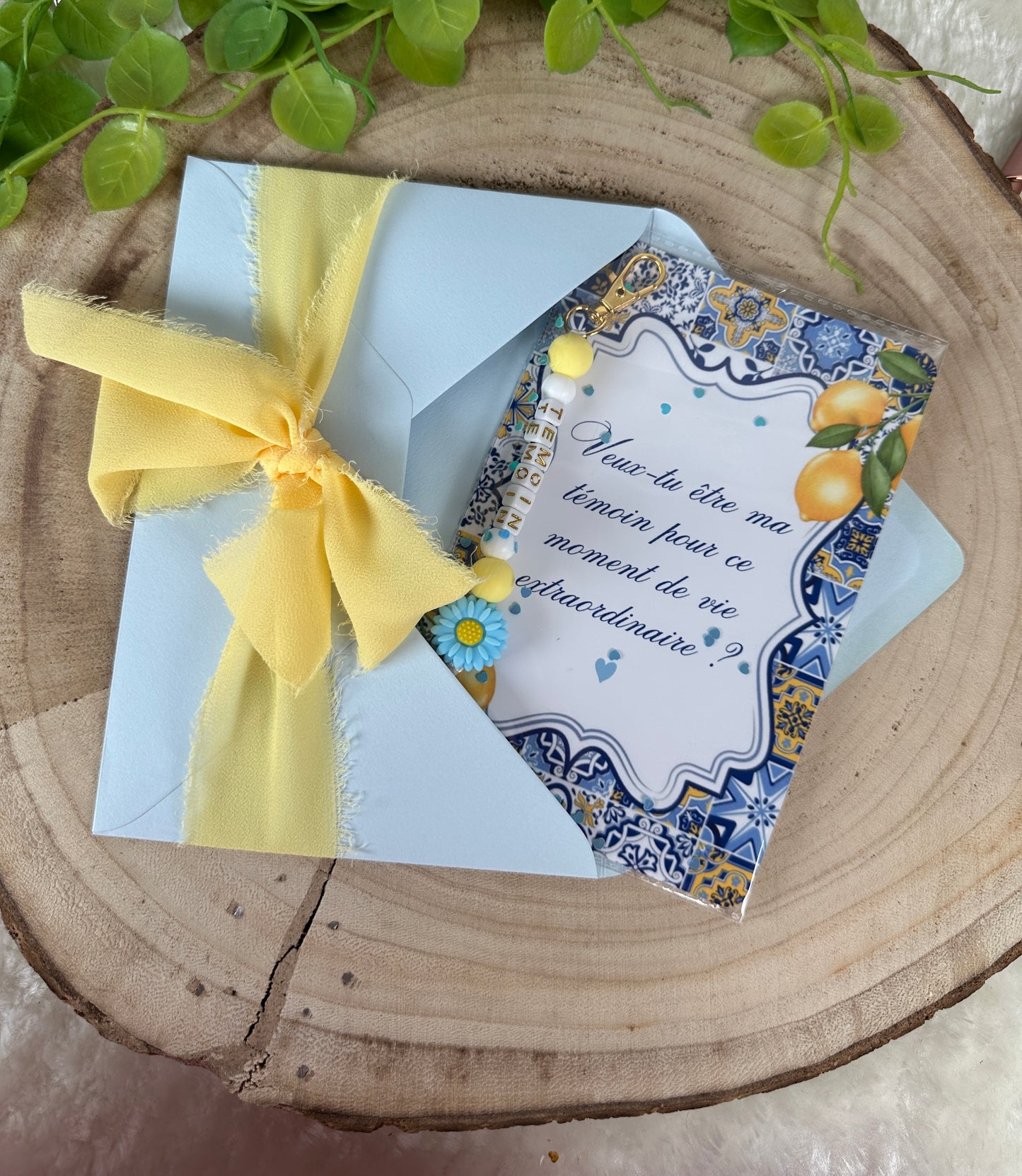 Demande témoin carte et porte clé dolce vita bleu jaune