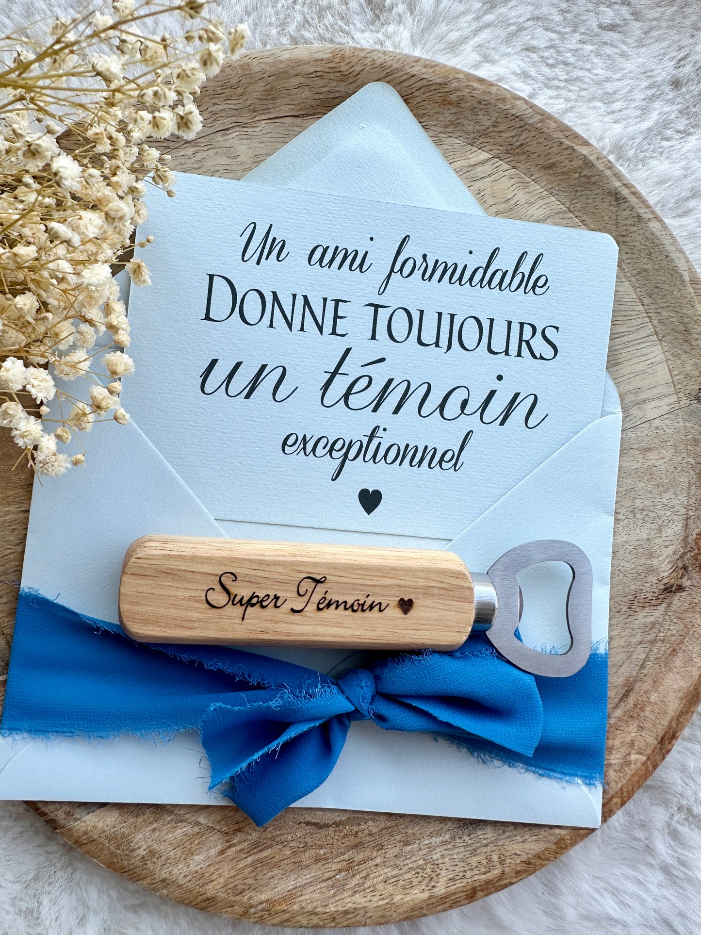 Demande témoin de mariage avec décapsuleur bleu