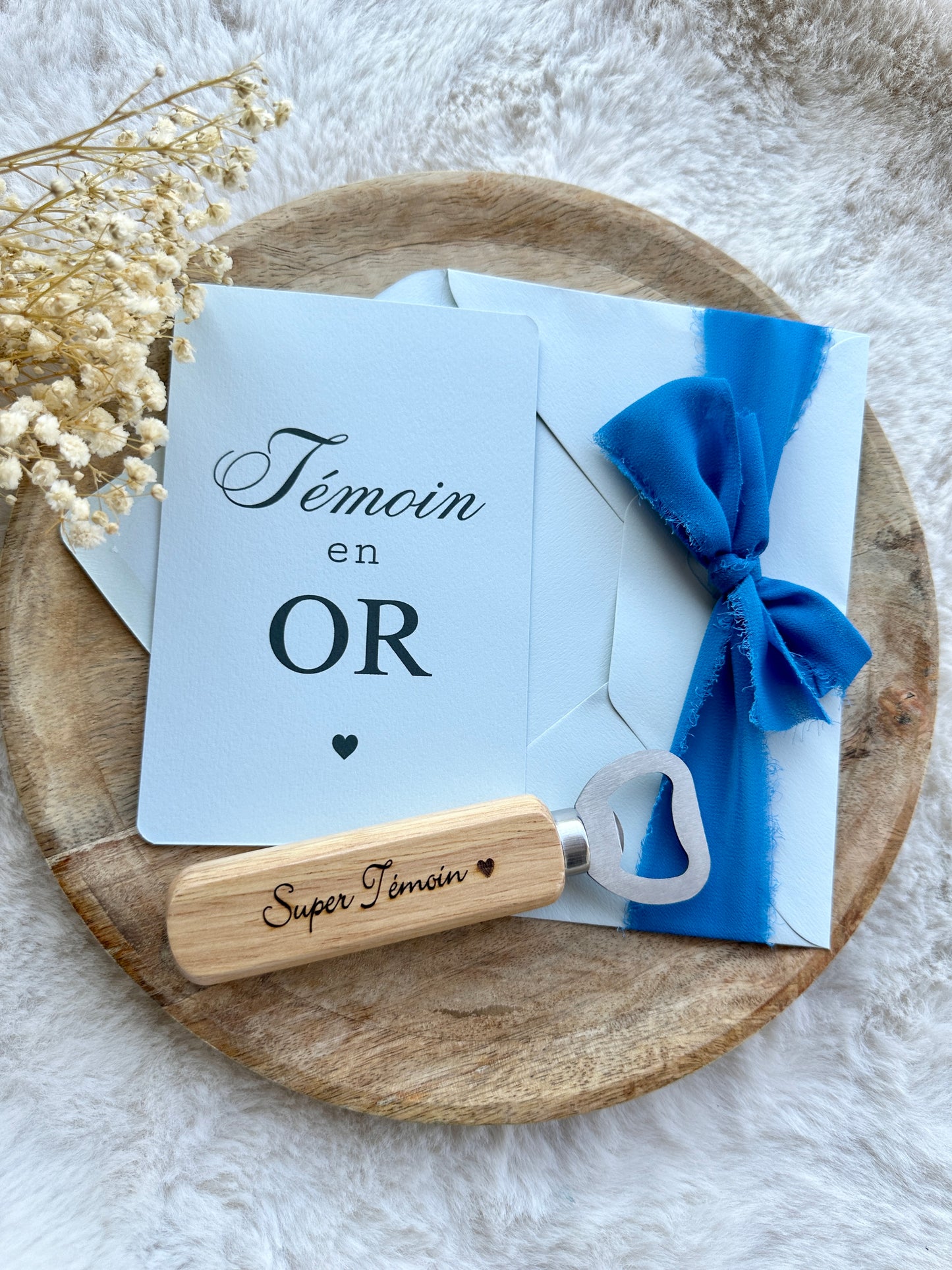 Demande témoin de mariage avec décapsuleur bleu