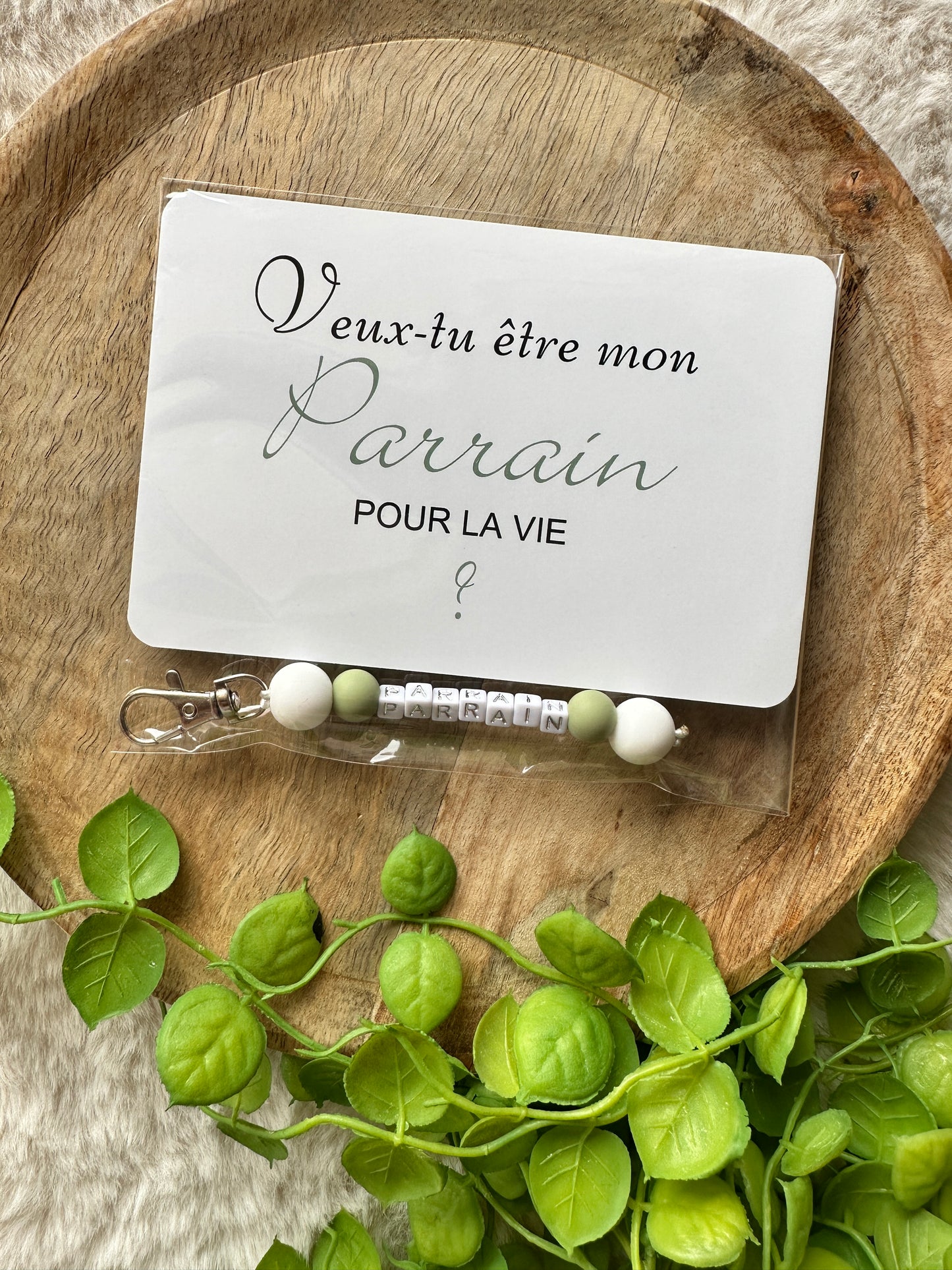 Annonce grossesse carte porte-clés parrain vert