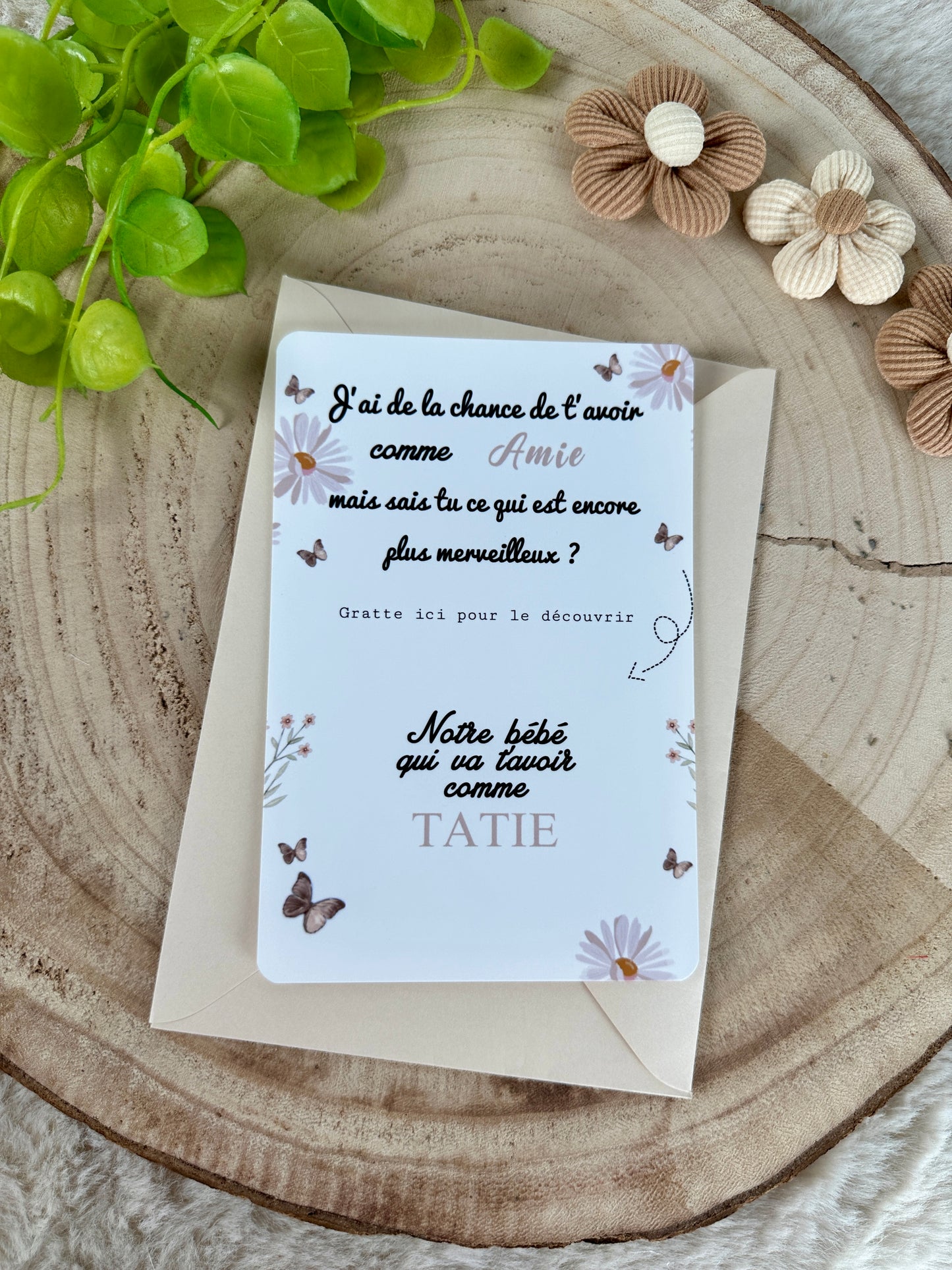 Carte à gratter famille surprise coeur doré marguerite