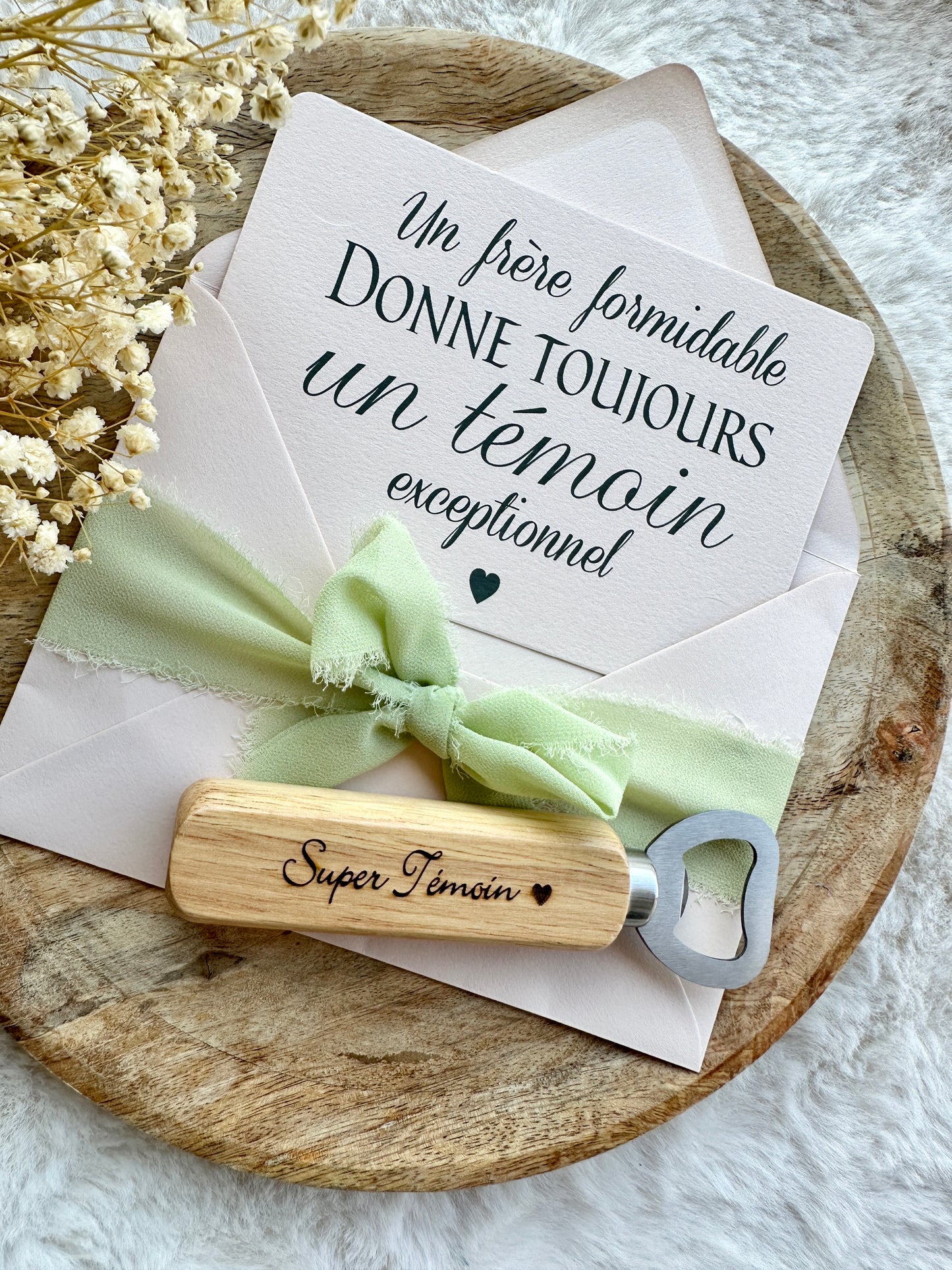 Demande témoin de mariage avec décapsuleur beige