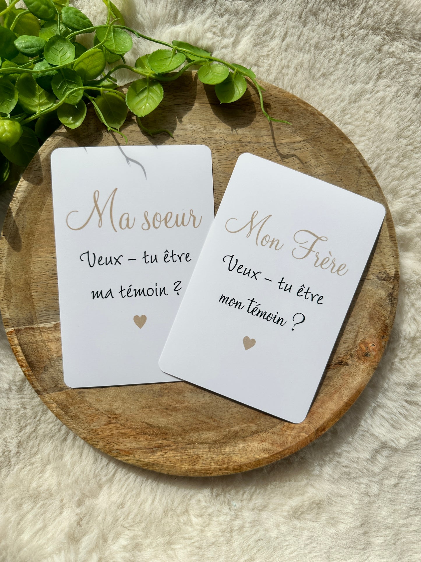Carte demande de témoin de mariage beige ma soeur