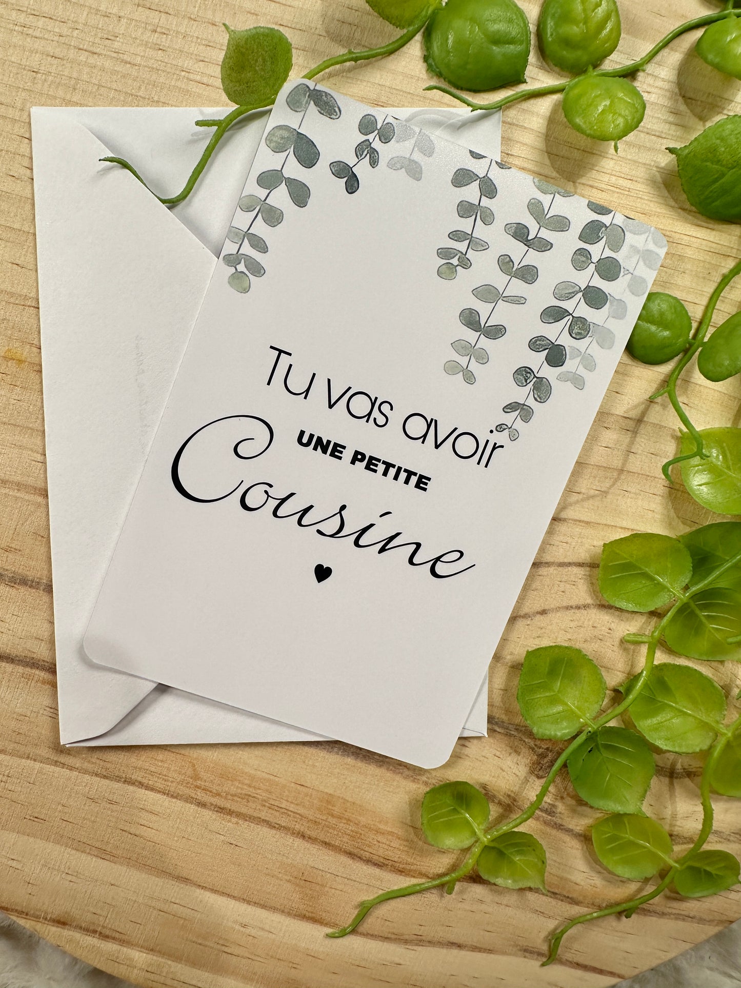 Carte annonce de grossesse, famille feuilles vertes