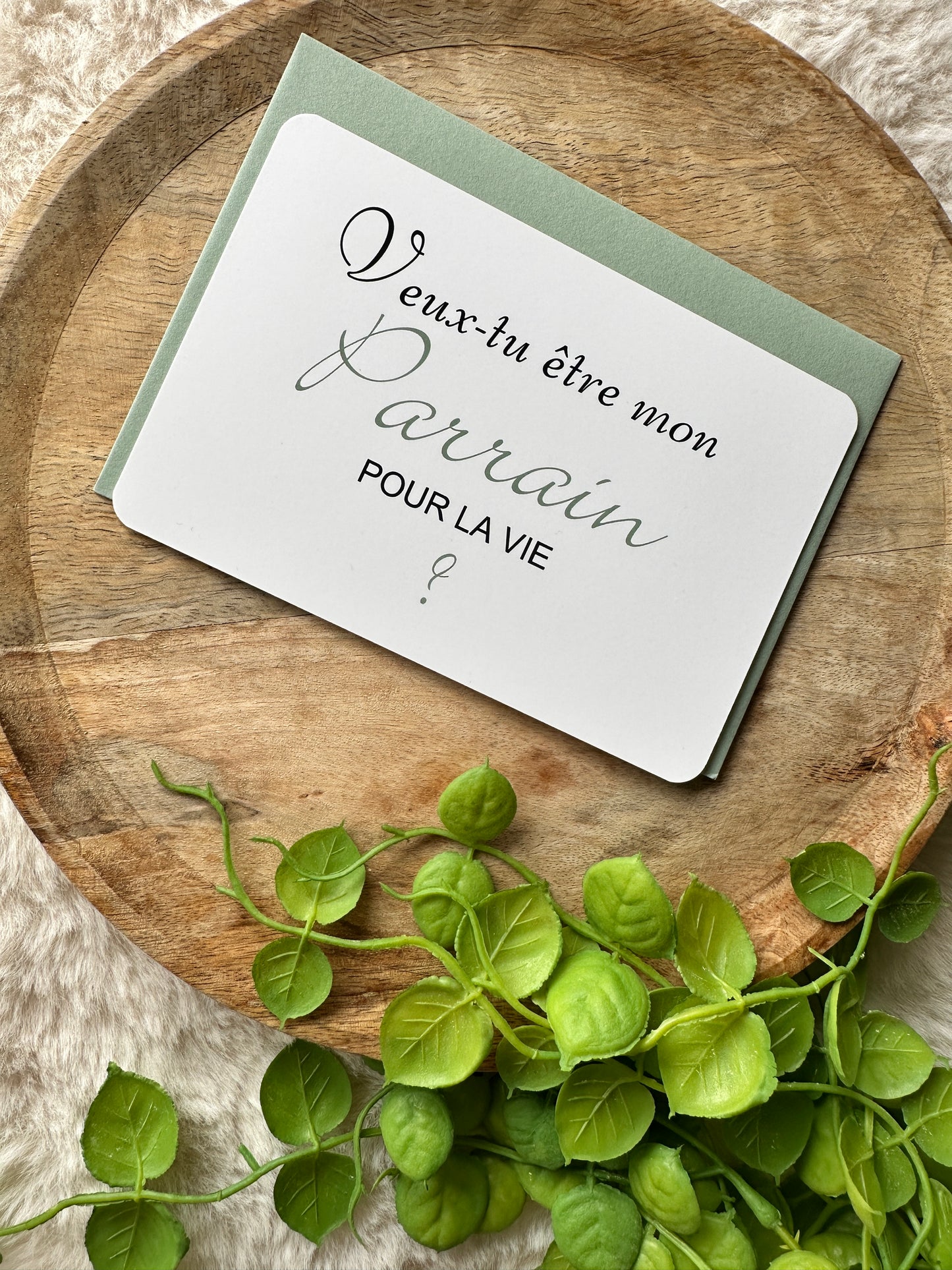 Annonce grossesse carte porte-clés parrain vert