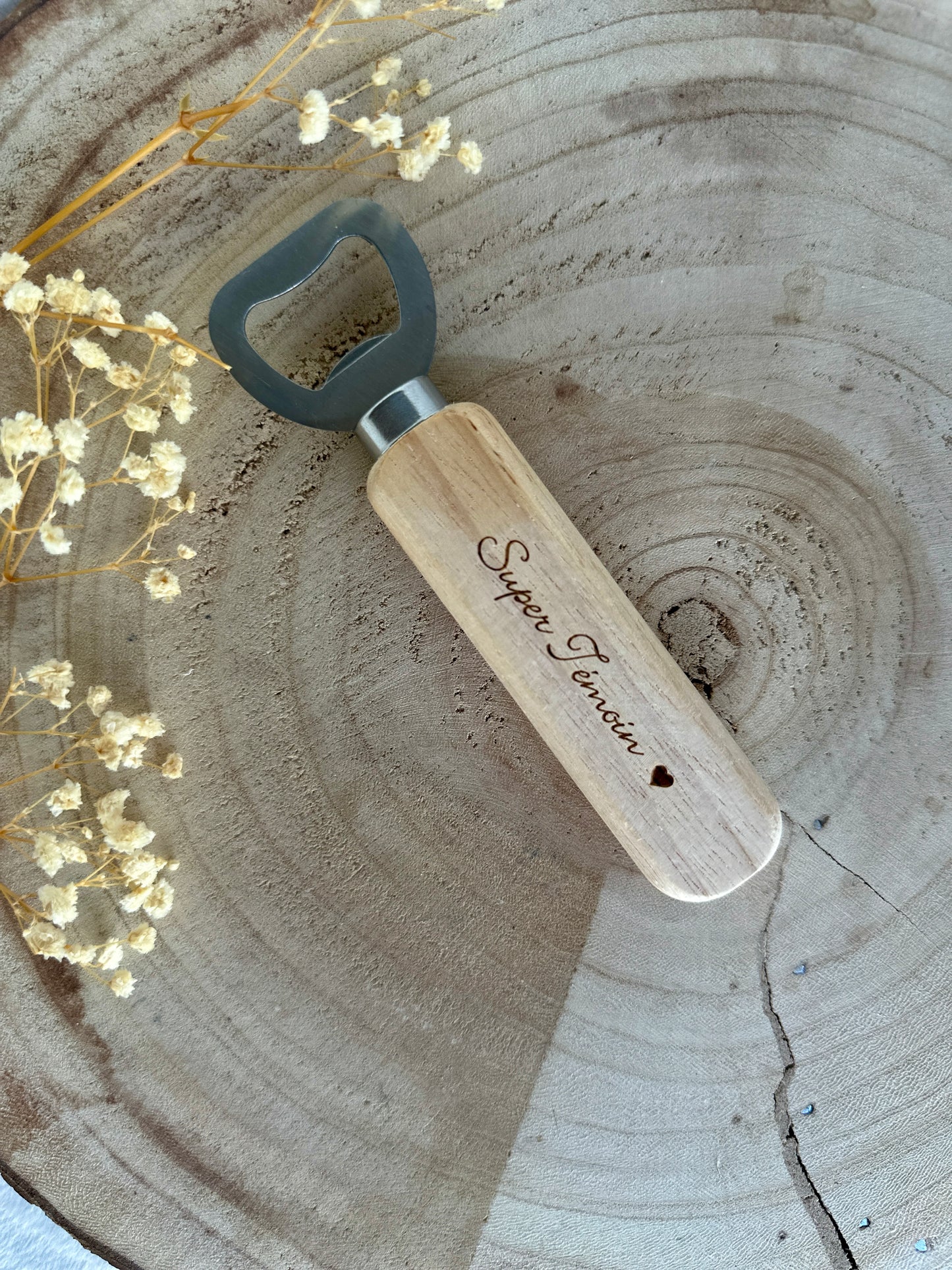 Demande témoin de mariage avec décapsuleur beige