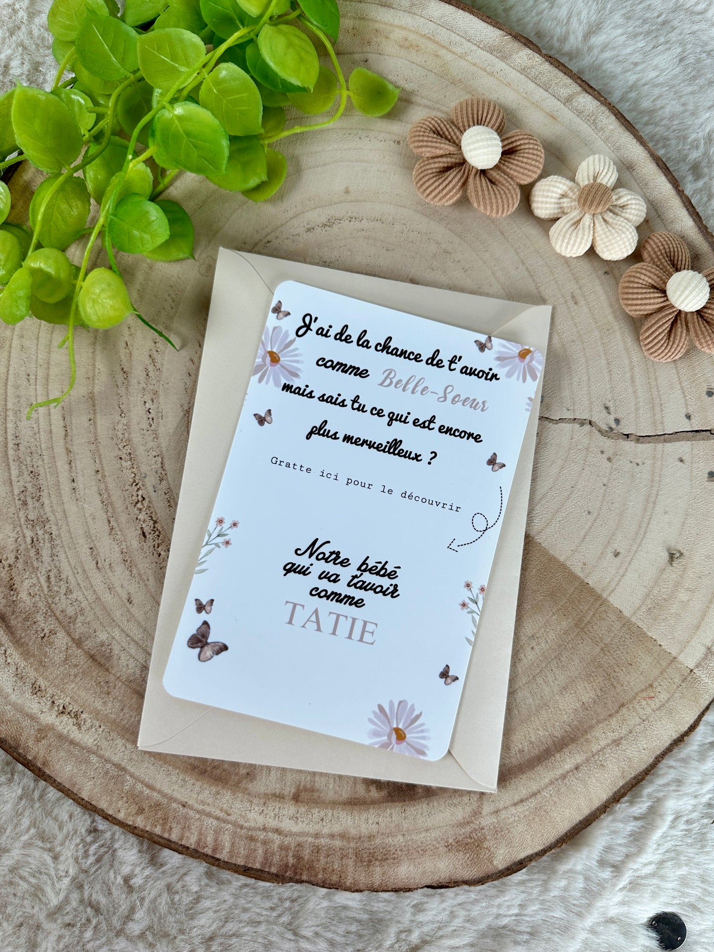Carte à gratter famille surprise coeur doré marguerite