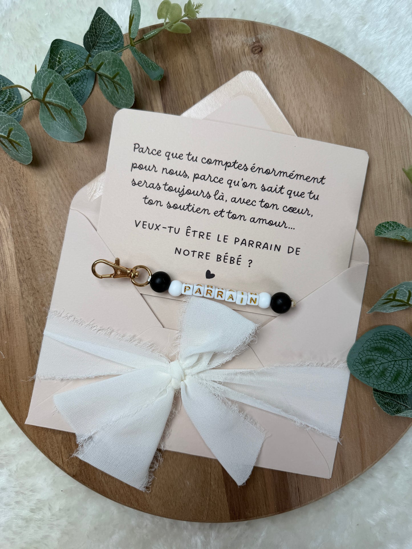 Annonce grossesse carte porte-clés parrain noir