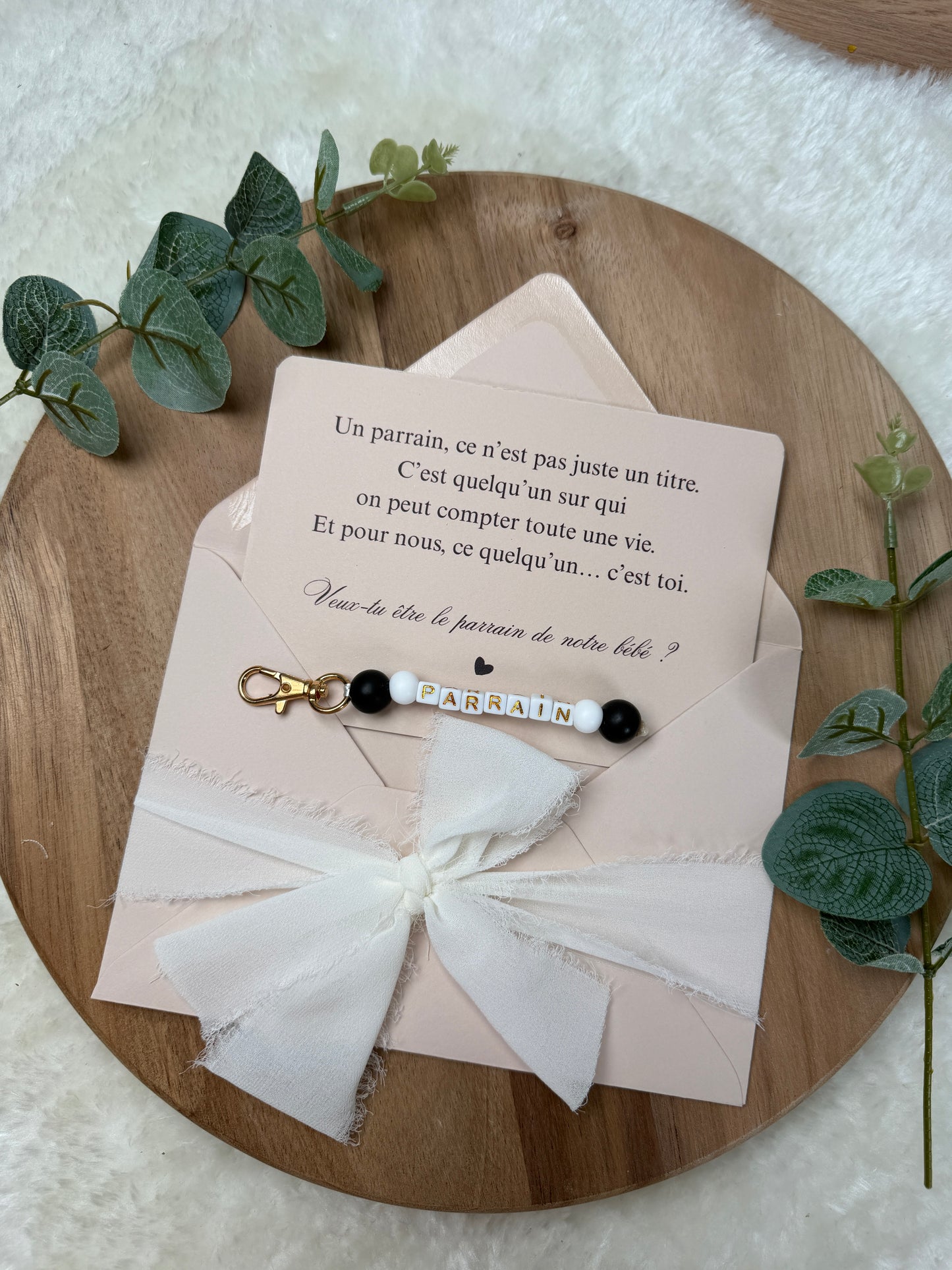 Annonce grossesse carte porte-clés parrain noir