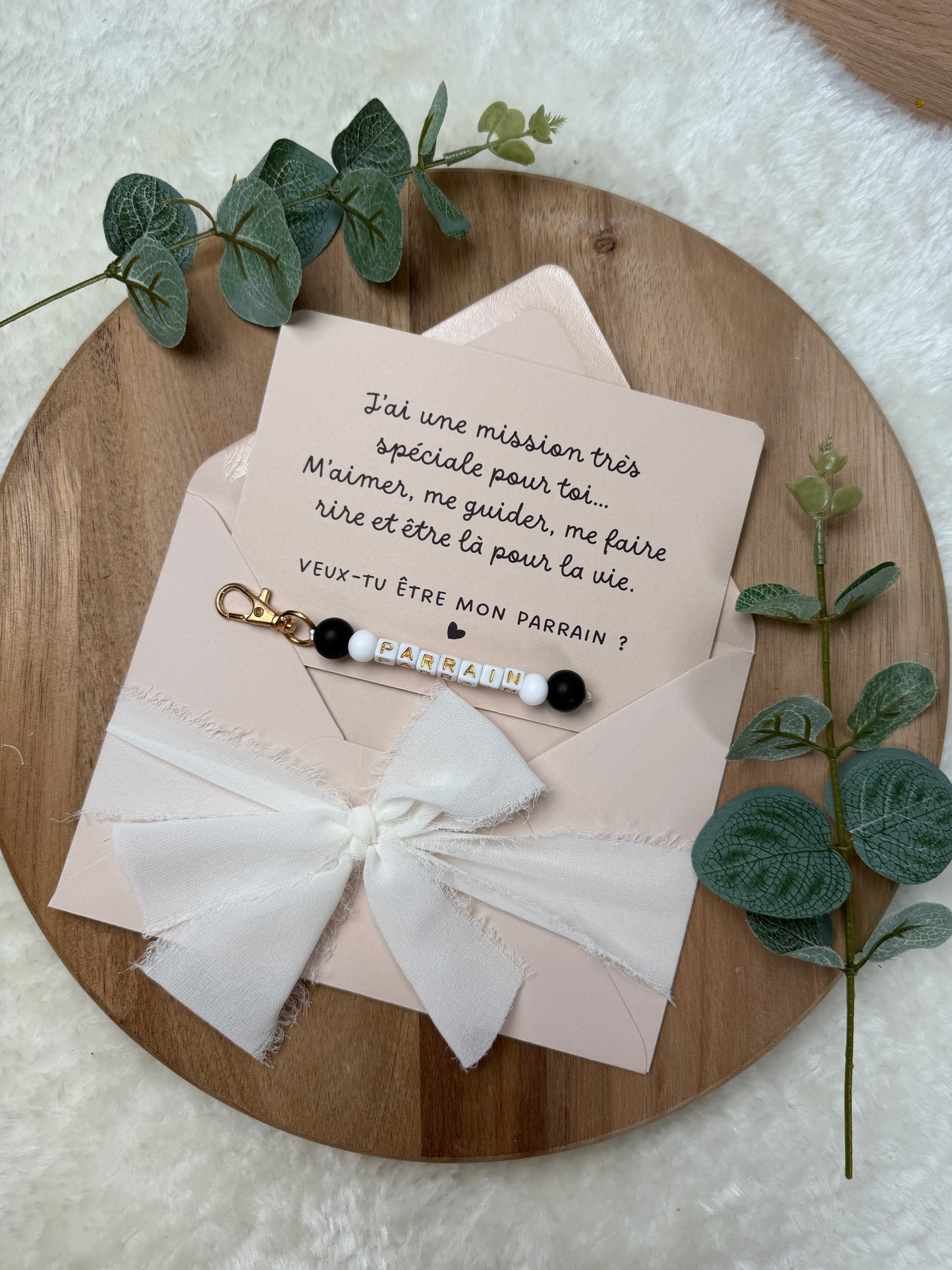 Annonce grossesse carte porte-clés parrain noir