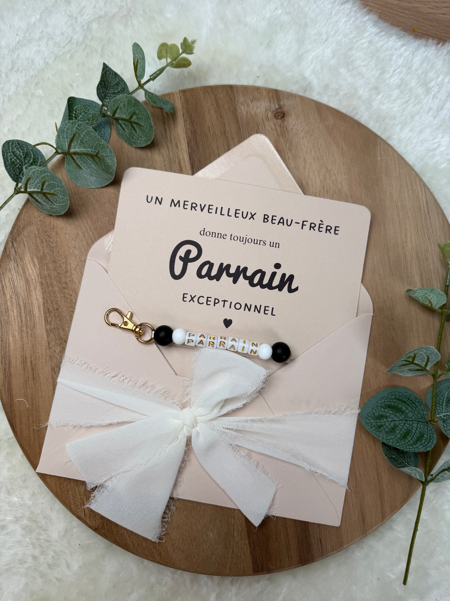 Annonce grossesse carte porte-clés parrain noir
