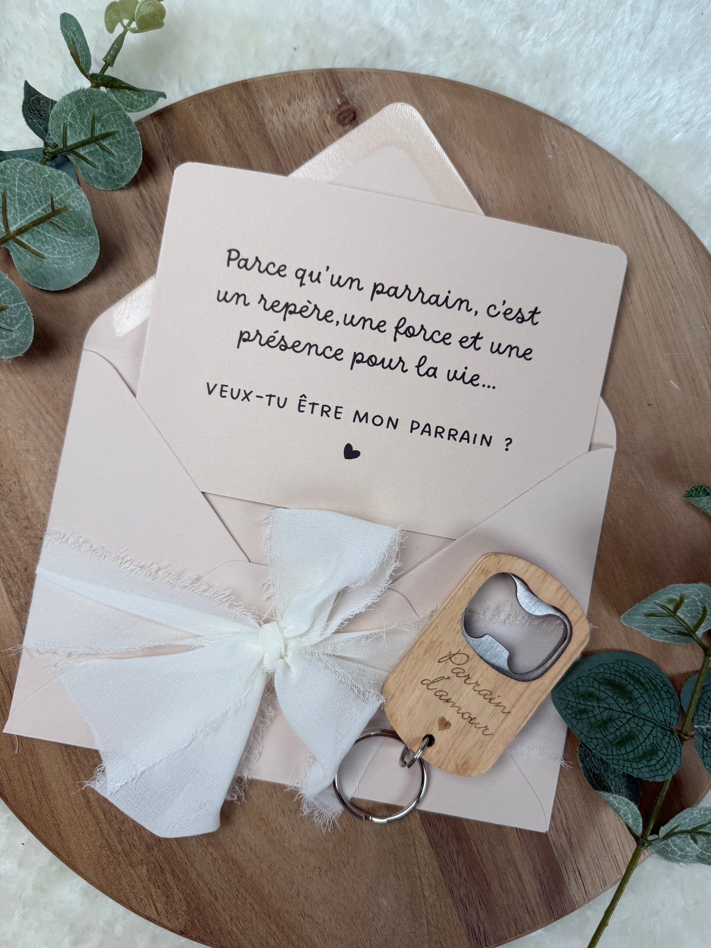 Annonce grossesse, demande parrain carte décapsuleur simple ou porte clé