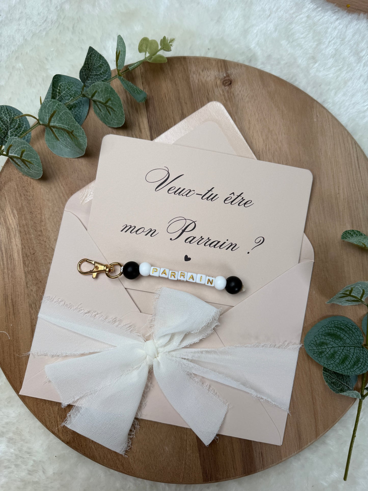 Annonce grossesse carte porte-clés parrain noir