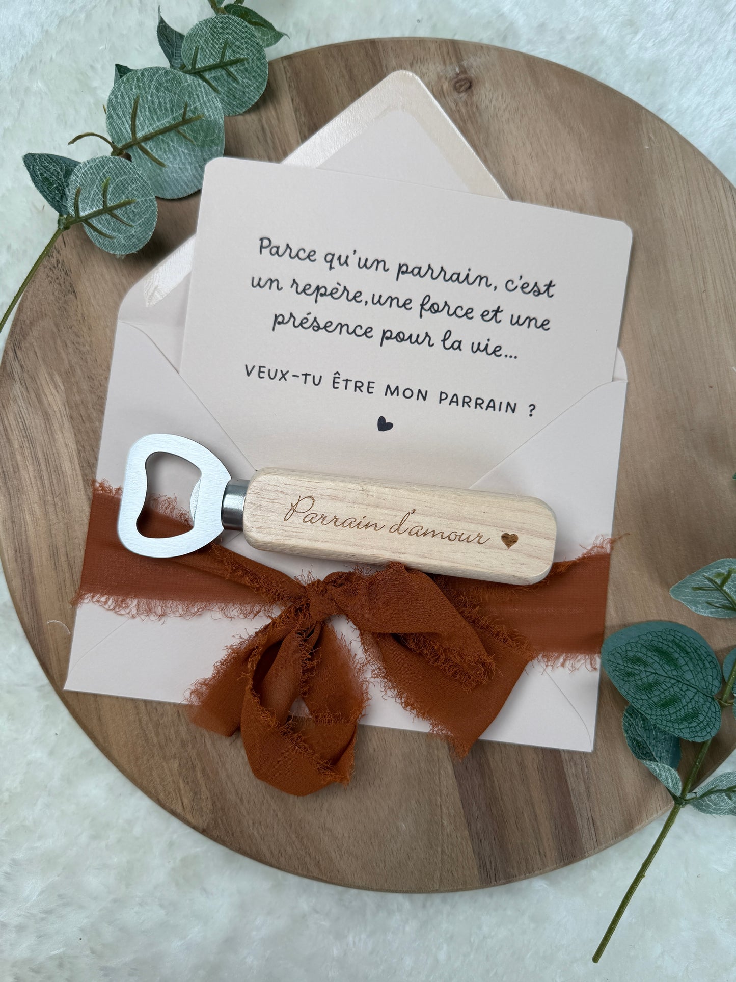 Annonce grossesse, demande parrain carte décapsuleur simple ou porte clé