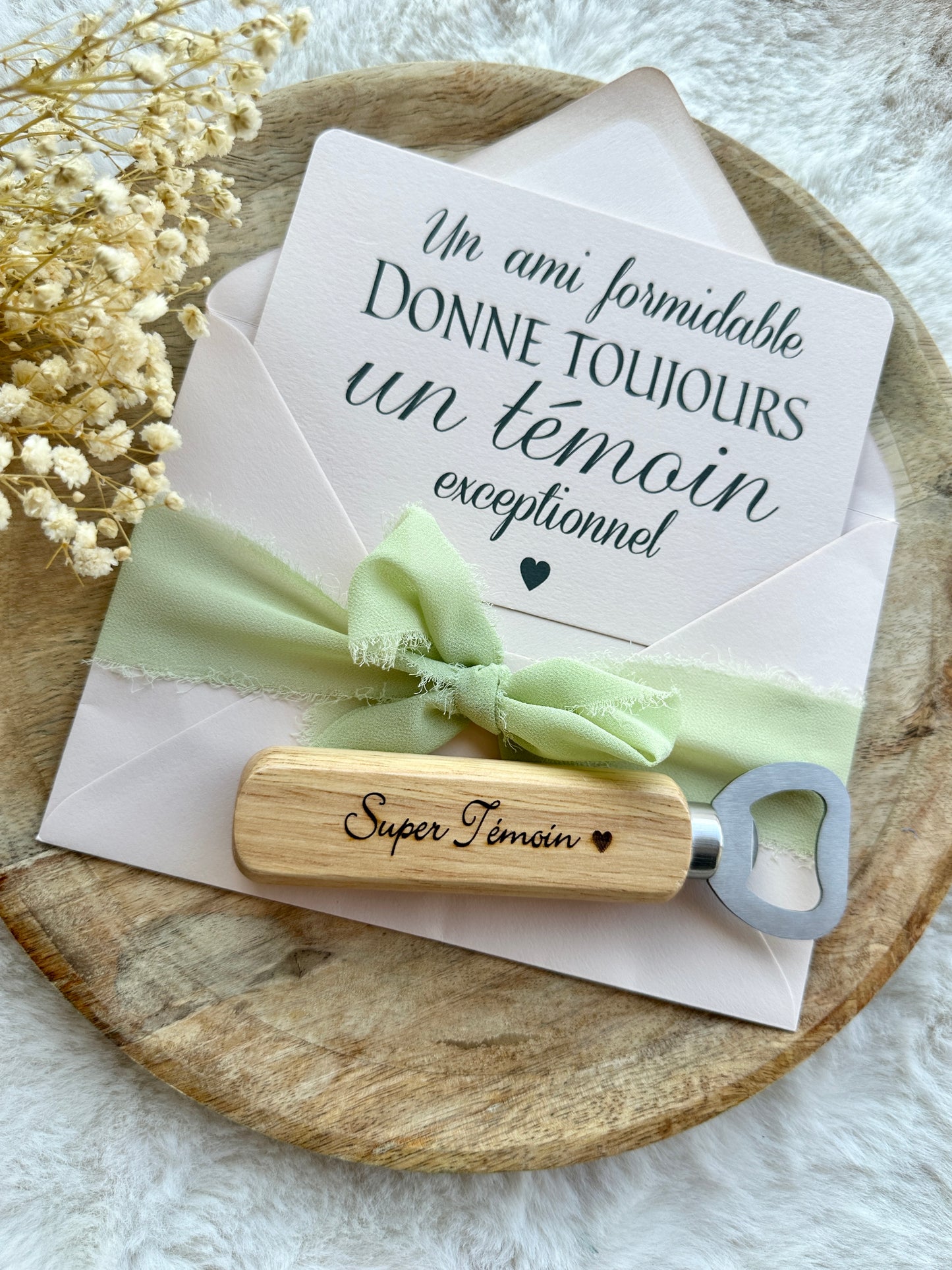 Demande témoin de mariage avec décapsuleur beige