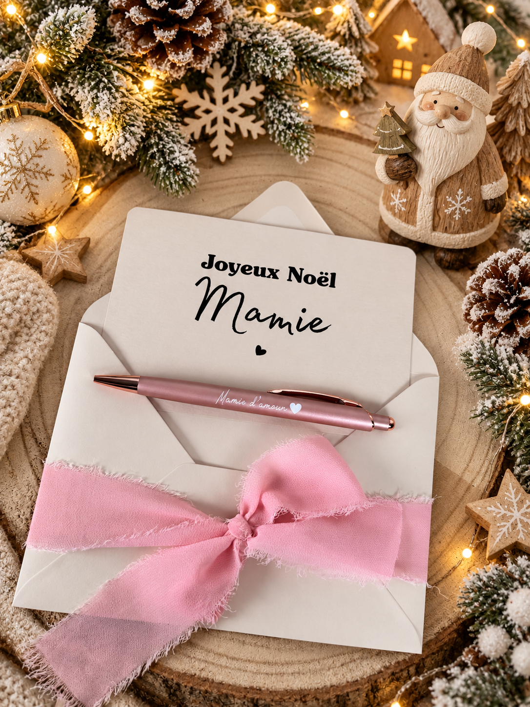 Annonce grossesse mamie carte avec petit stylo  noel