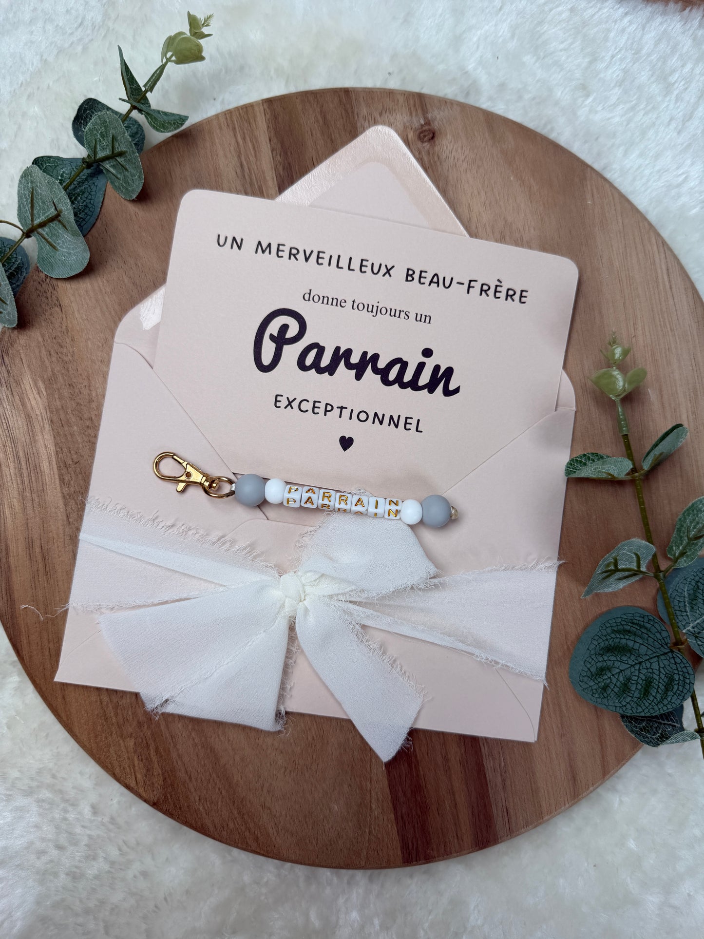 Annonce grossesse carte porte-clés parrain gris