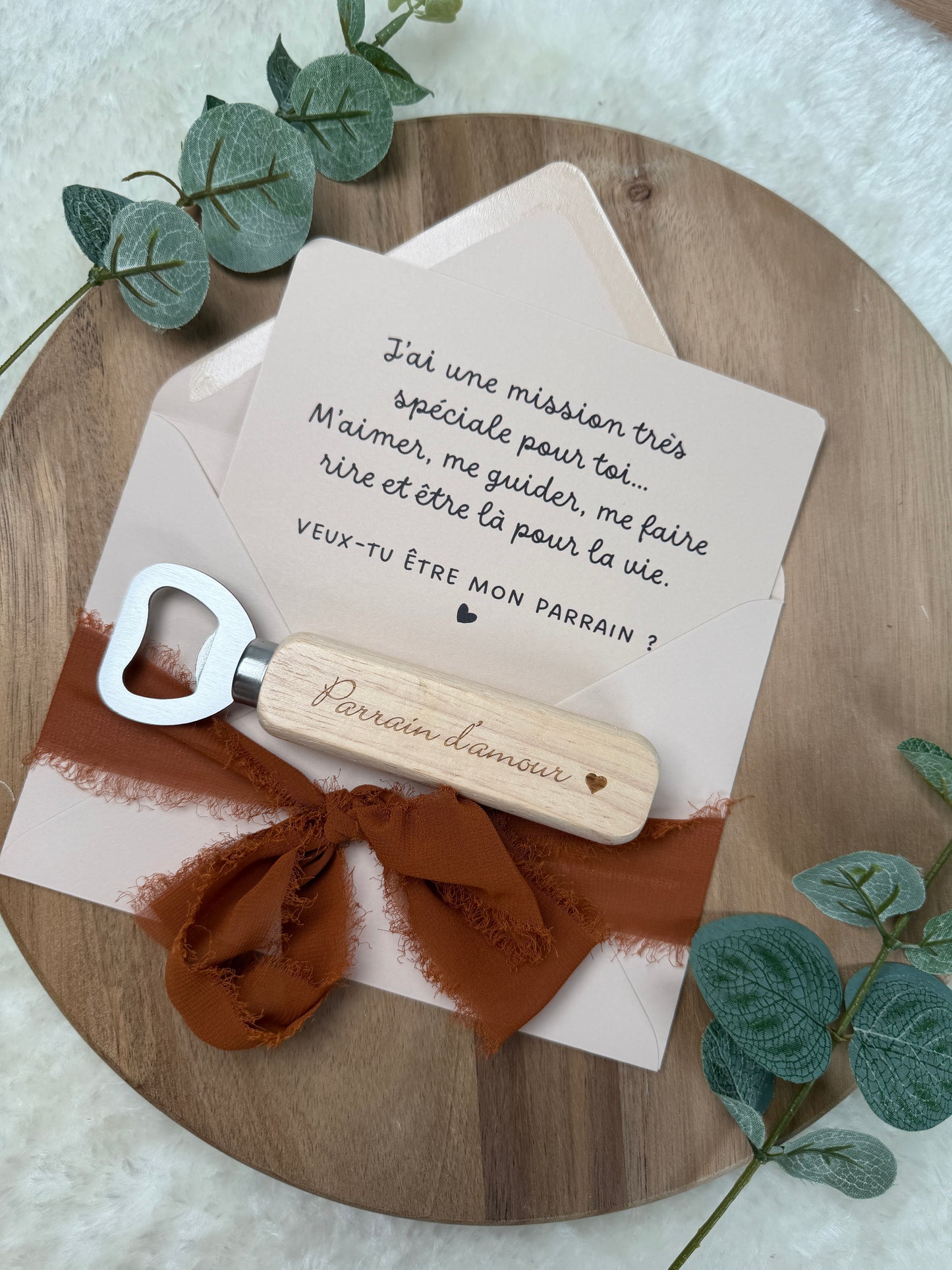 Annonce grossesse, demande parrain carte décapsuleur simple ou porte clé