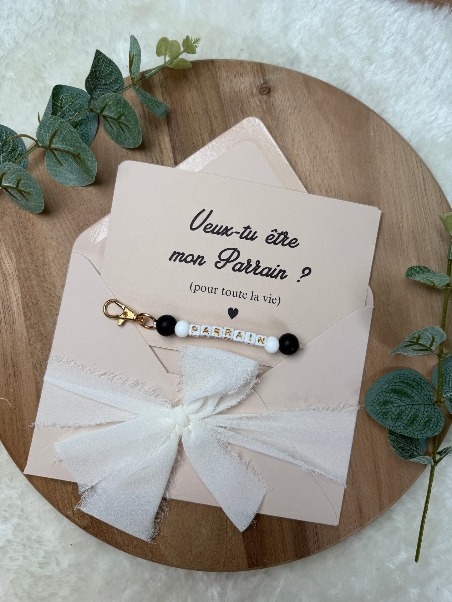 Annonce grossesse carte porte-clés parrain noir