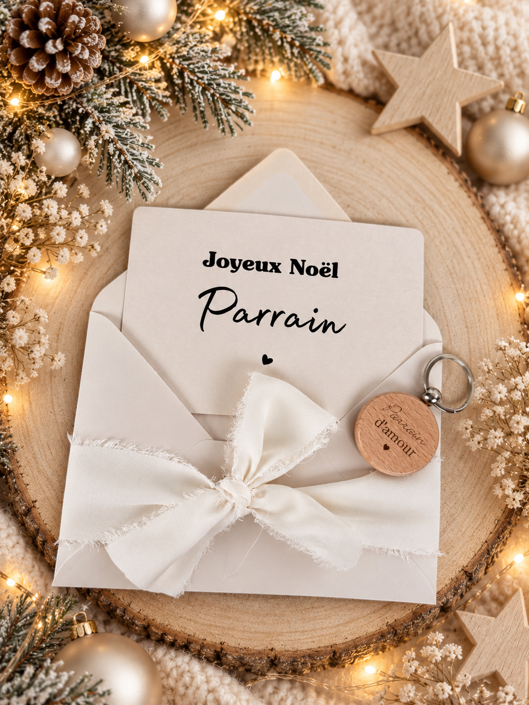 Annonce grossesse, demande parrain carte porte clé noel