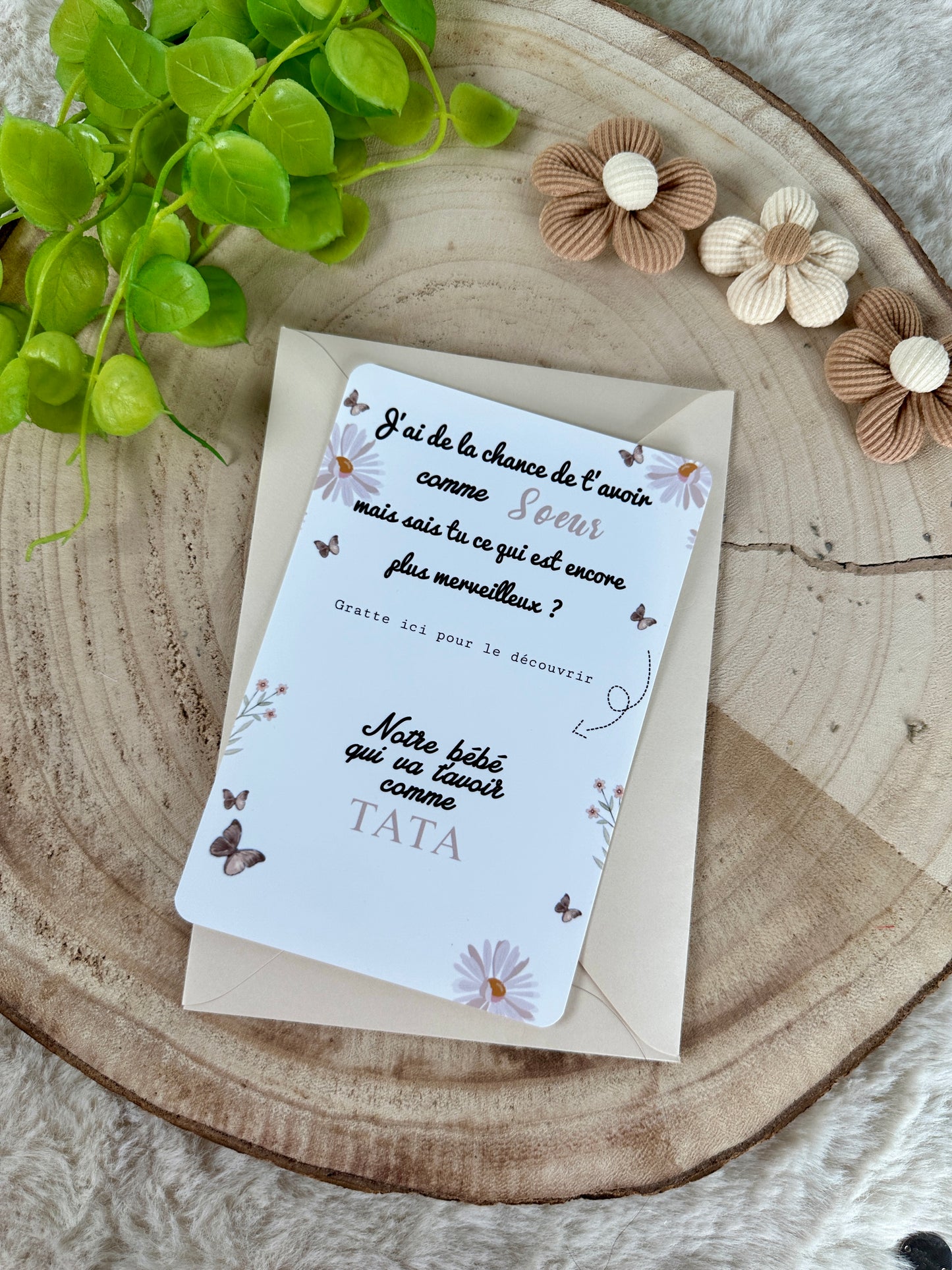 Carte à gratter famille surprise coeur doré marguerite