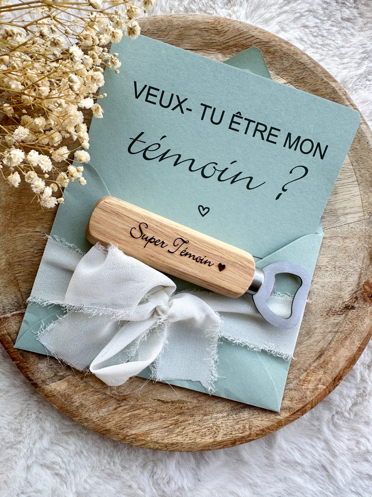 Demande témoin de mariage avec décapsuleur vert