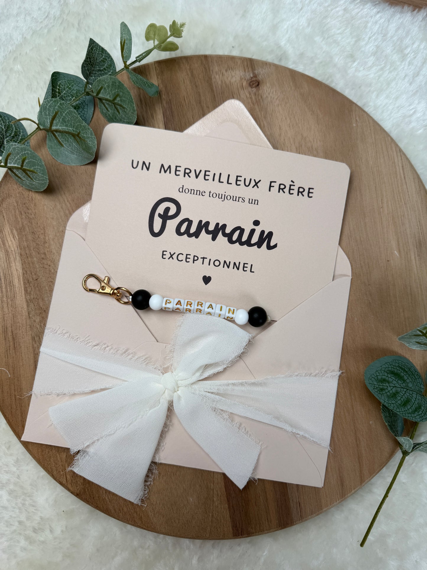 Annonce grossesse carte porte-clés parrain noir