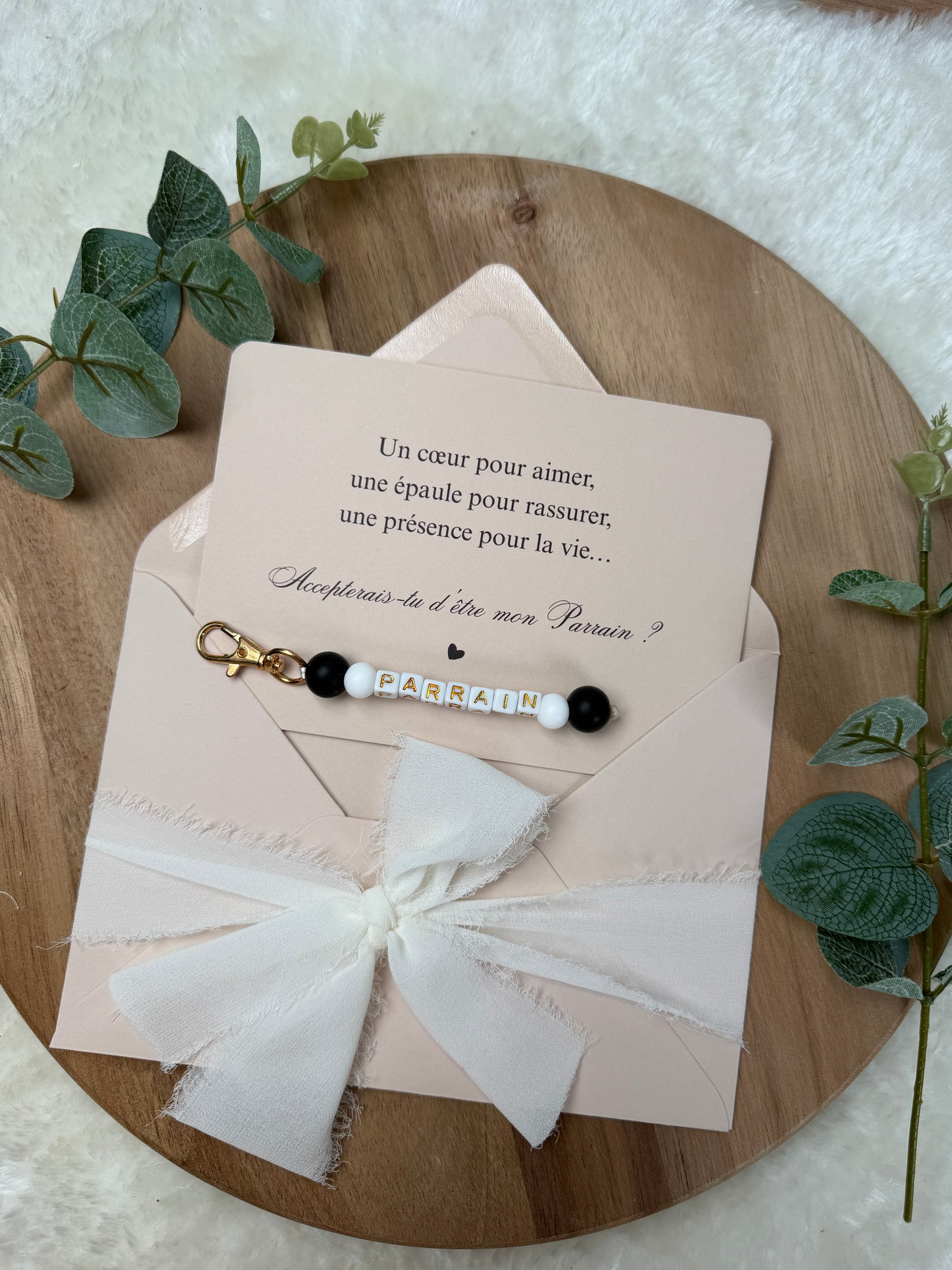 Annonce grossesse carte porte-clés parrain noir