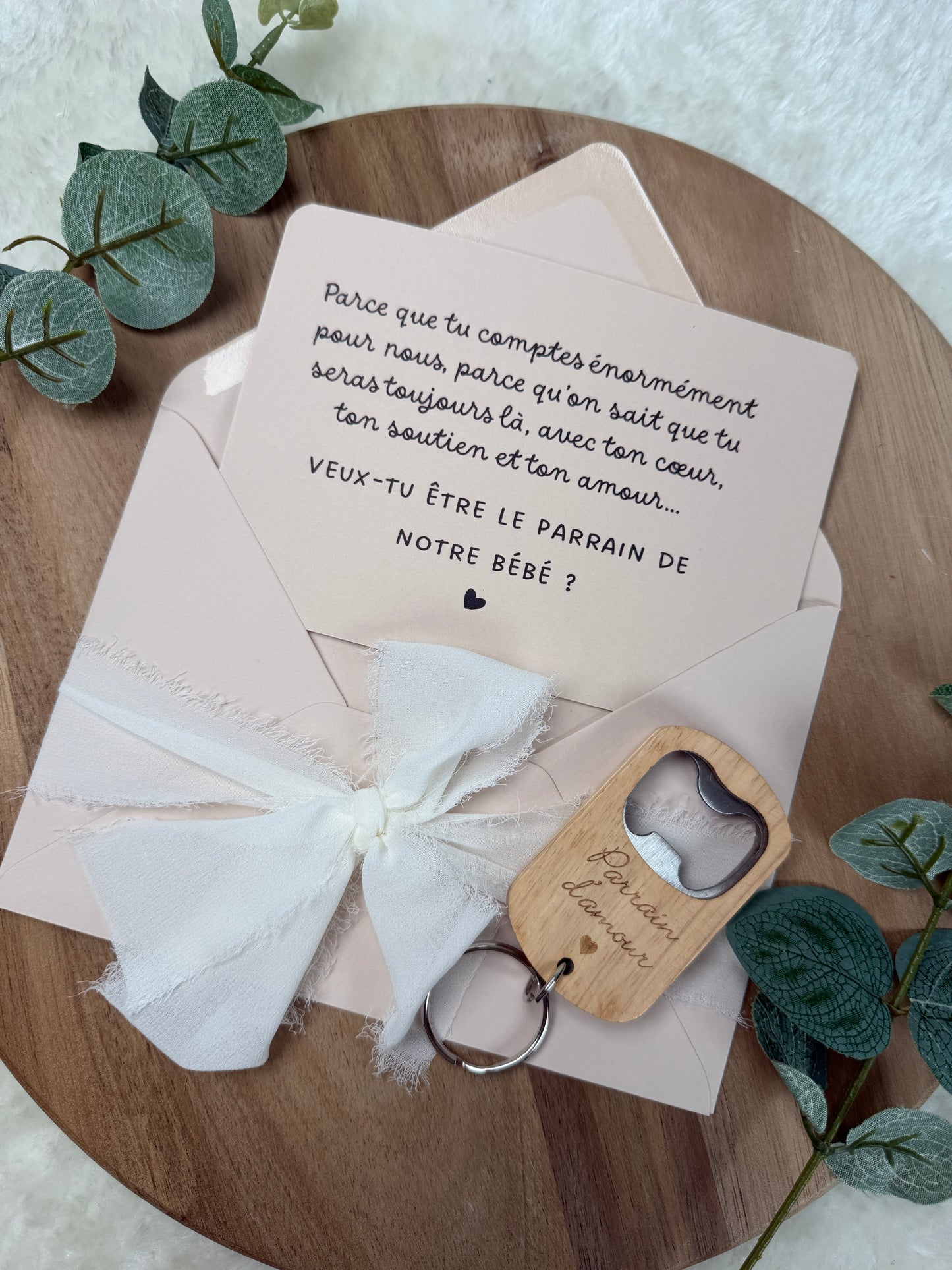 Annonce grossesse, demande parrain carte décapsuleur simple ou porte clé