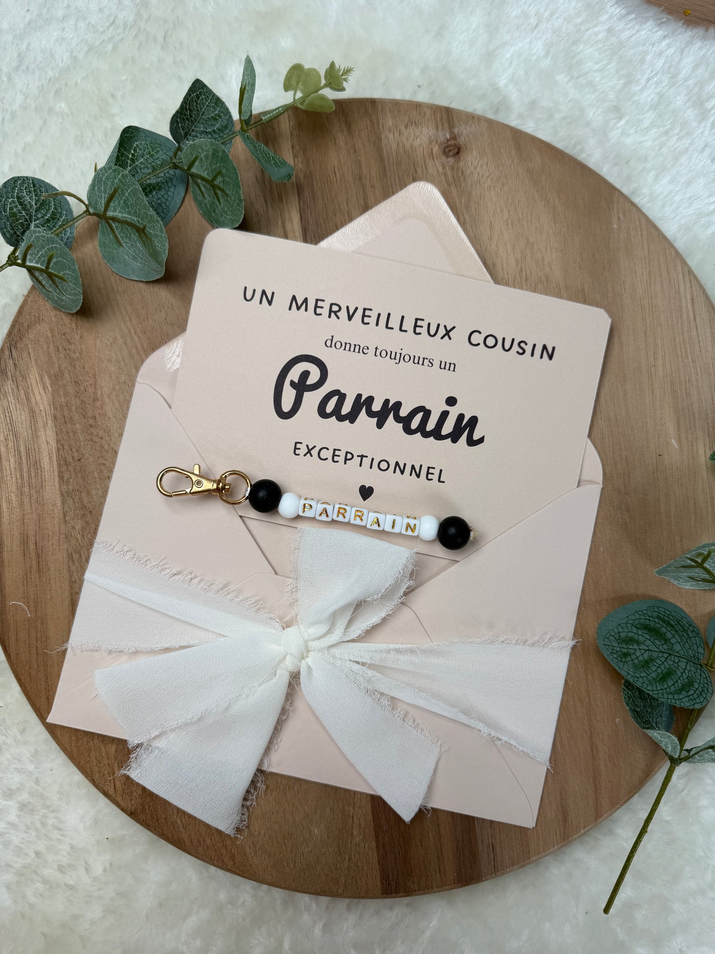 Annonce grossesse carte porte-clés parrain noir