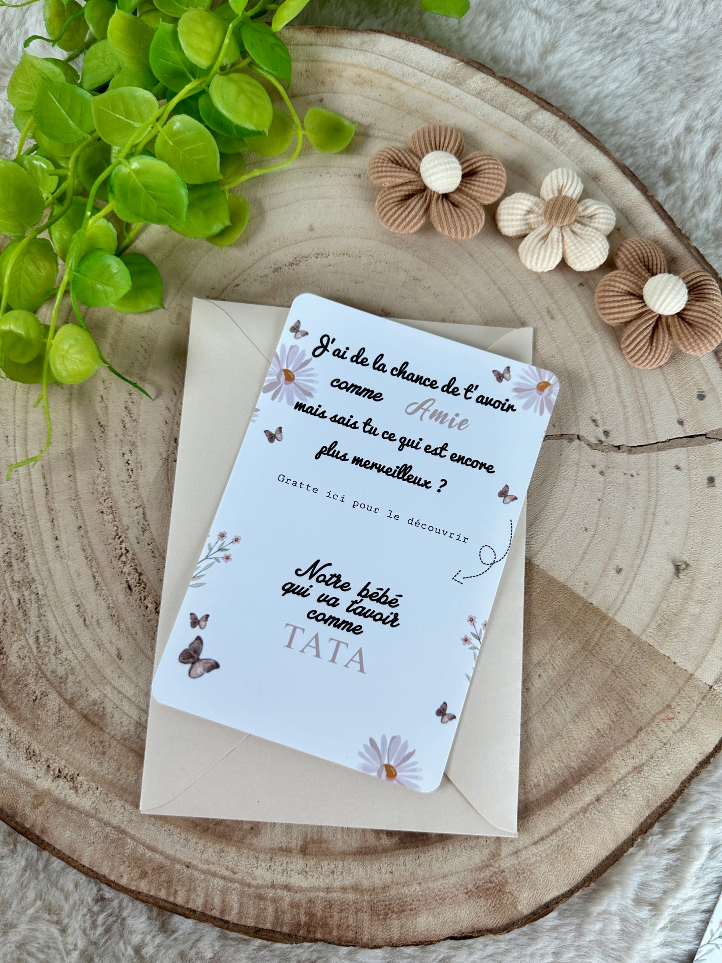Carte à gratter famille surprise coeur doré marguerite