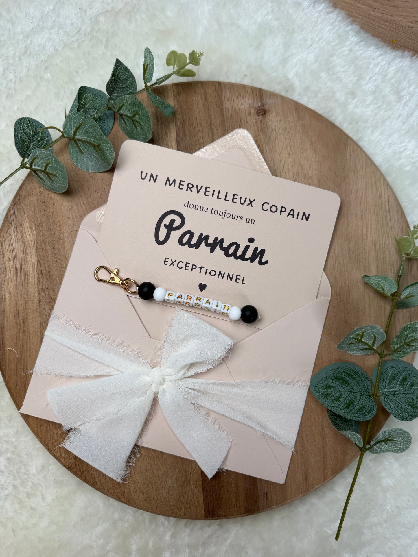 Annonce grossesse carte porte-clés parrain noir