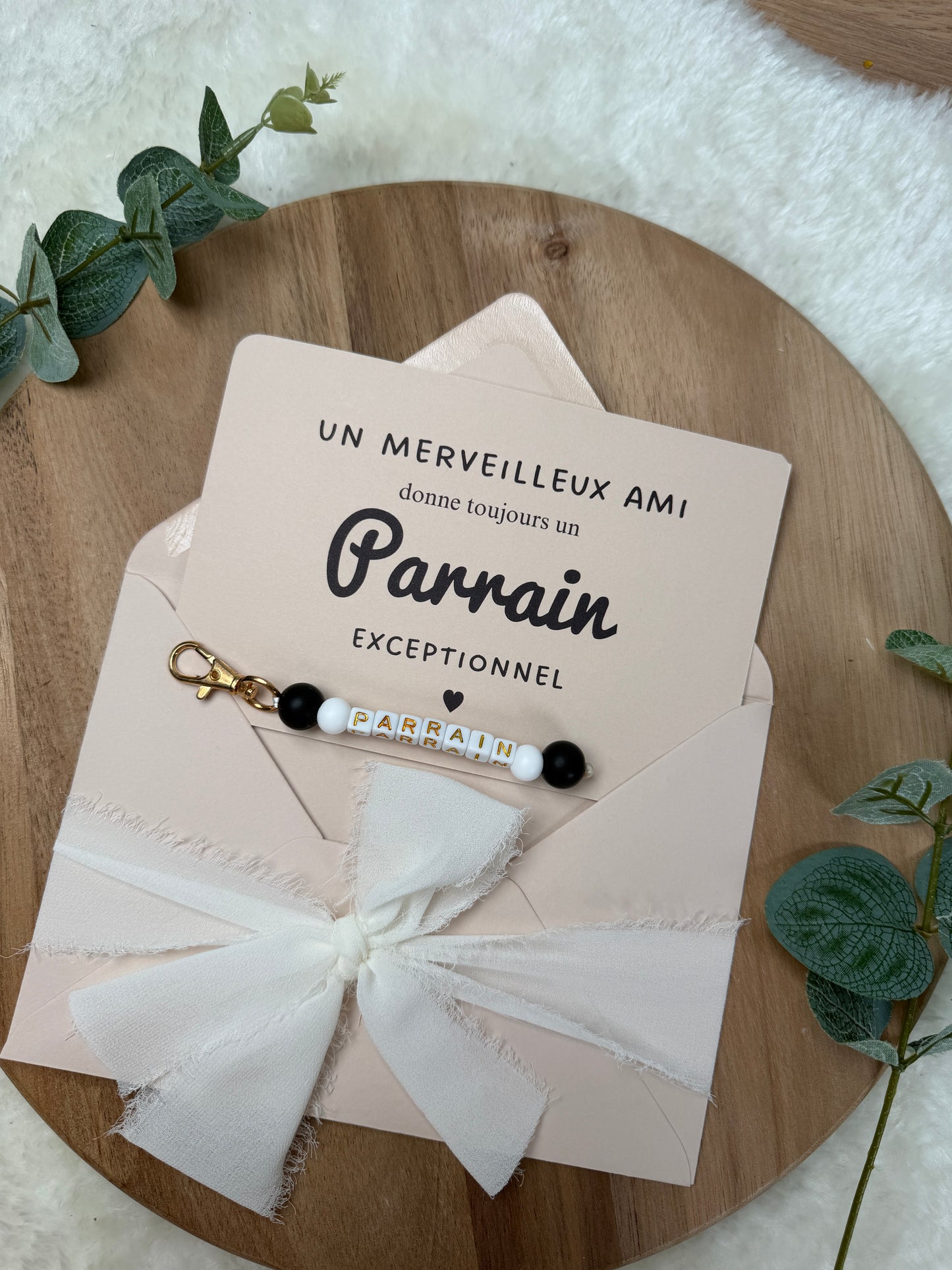 Annonce grossesse carte porte-clés parrain noir