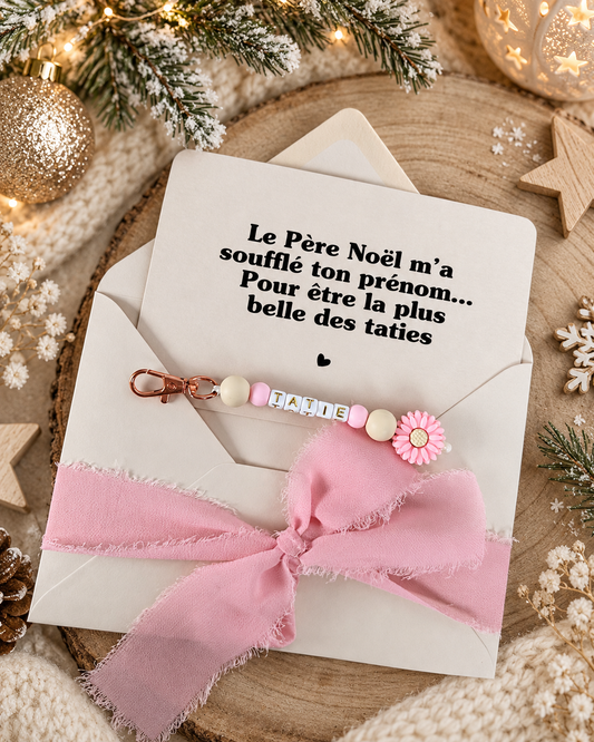 Annonce grossesse tatie carte porte-clés rose noel