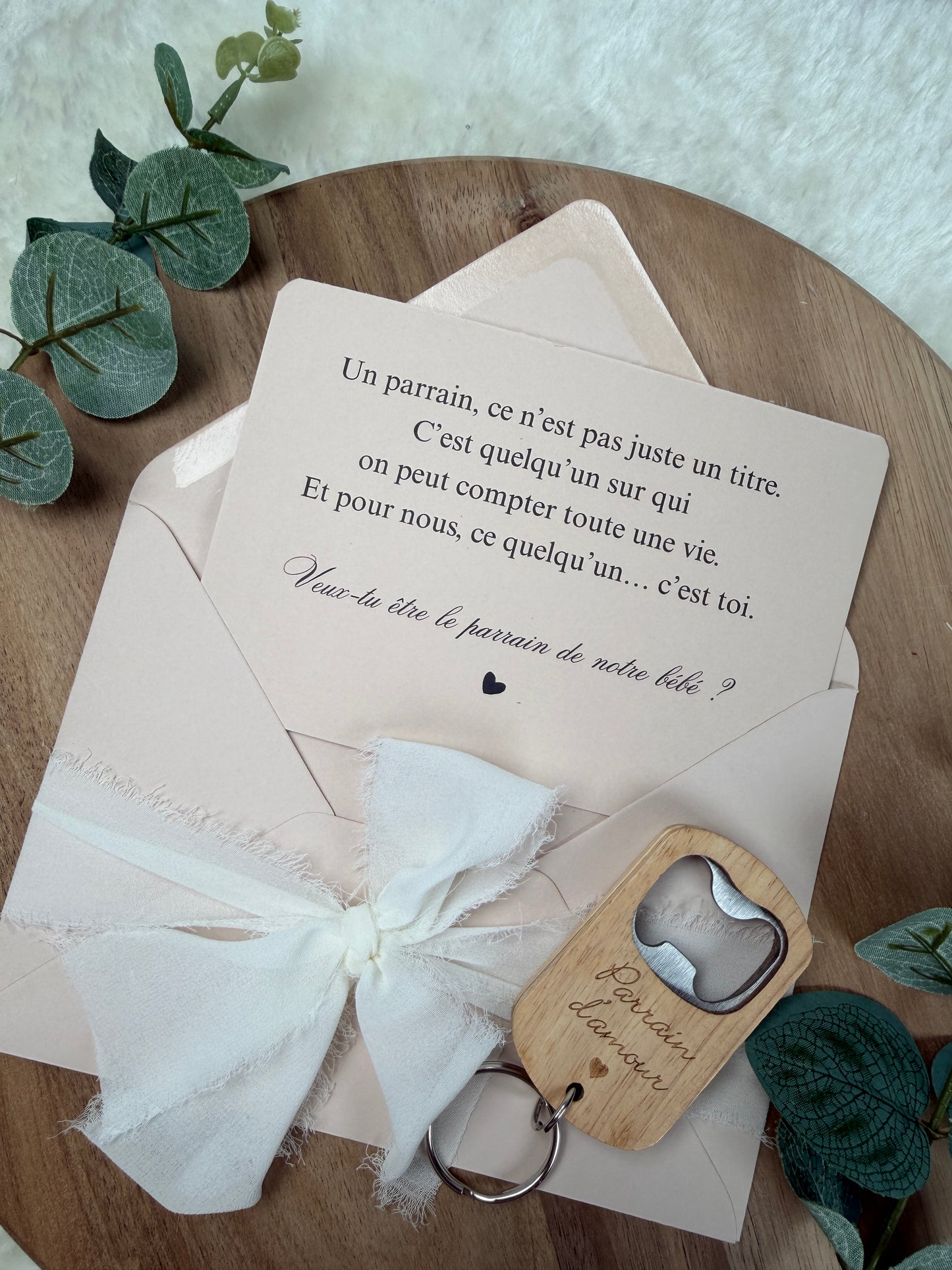 Annonce grossesse, demande parrain carte décapsuleur simple ou porte clé