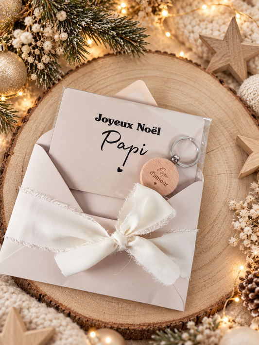 Annonce de grossesse porte clé papi d'amour Beige NOEL