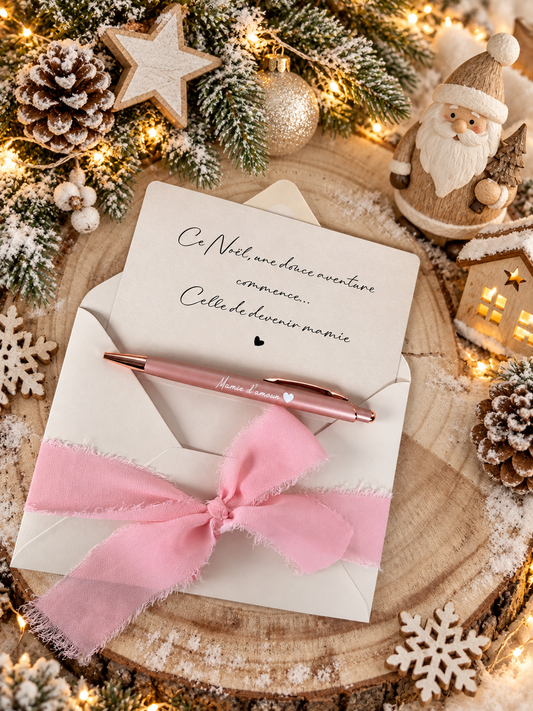 Annonce grossesse mamie carte avec petit stylo  noel