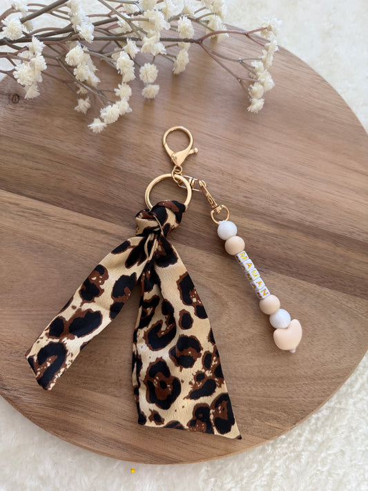 Cadeau fête des mamans, fête des mères, porte clé léopard tissus