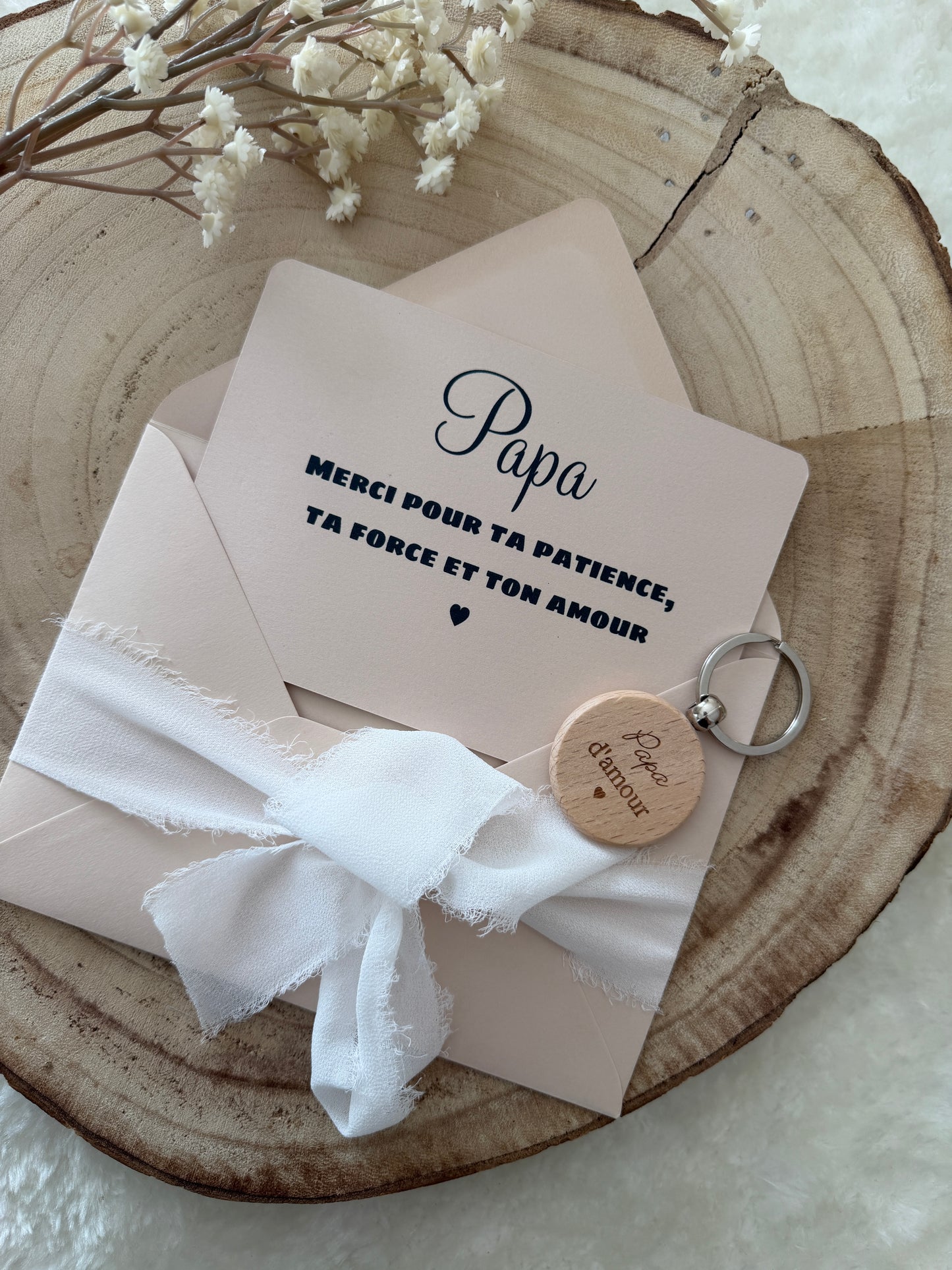 Cadeau fête des pères, papa porte clé bois